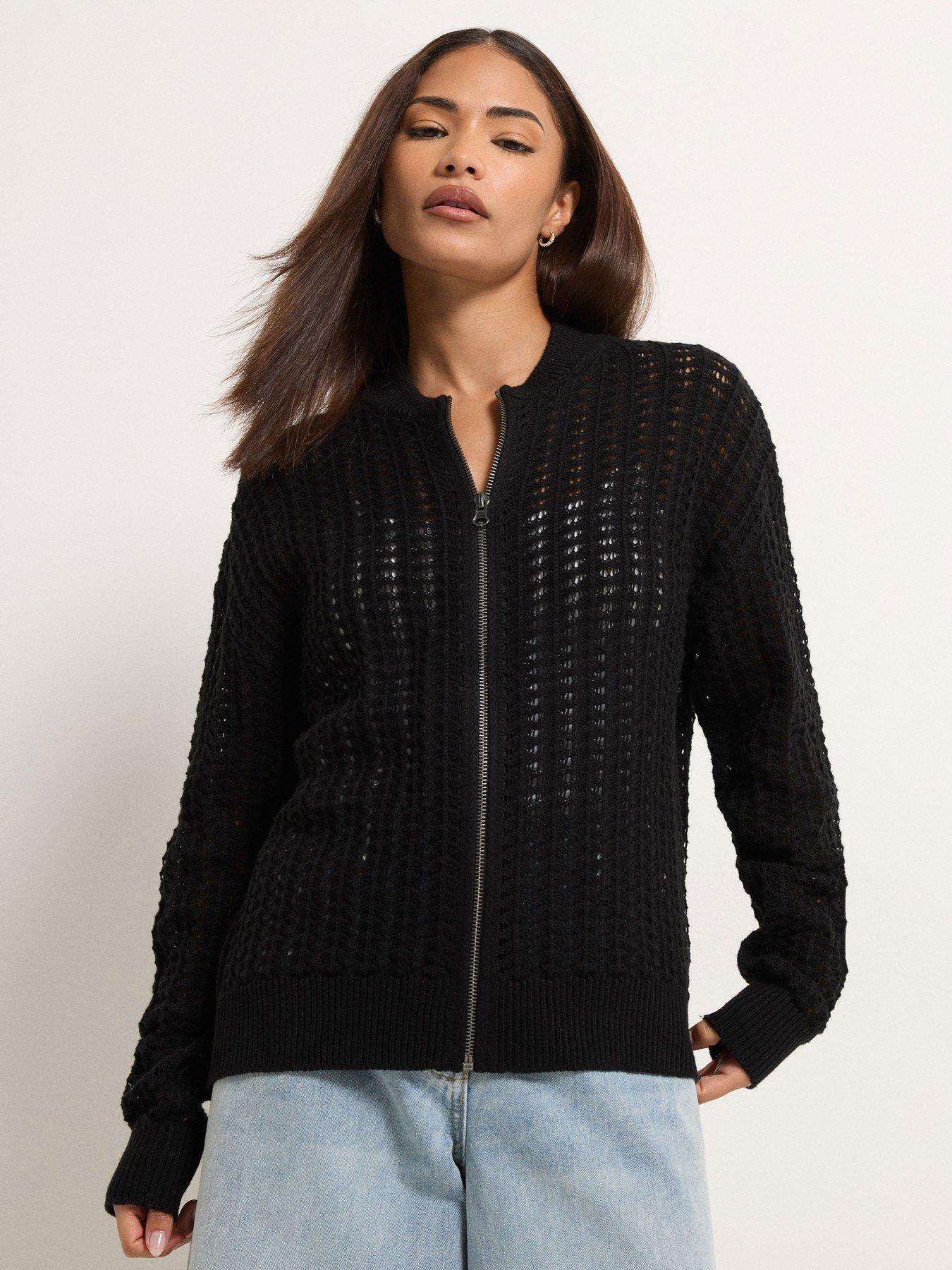 pixiegirl-petite-crochet-bomber-cardigan-black