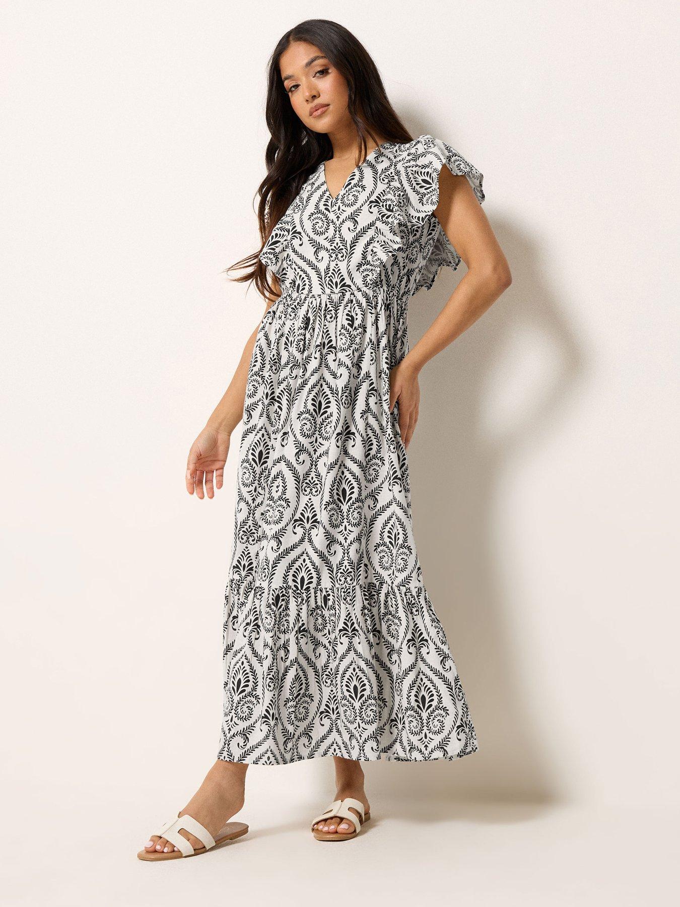 pixiegirl-petite-frill-print-maxi-dress-whitefront