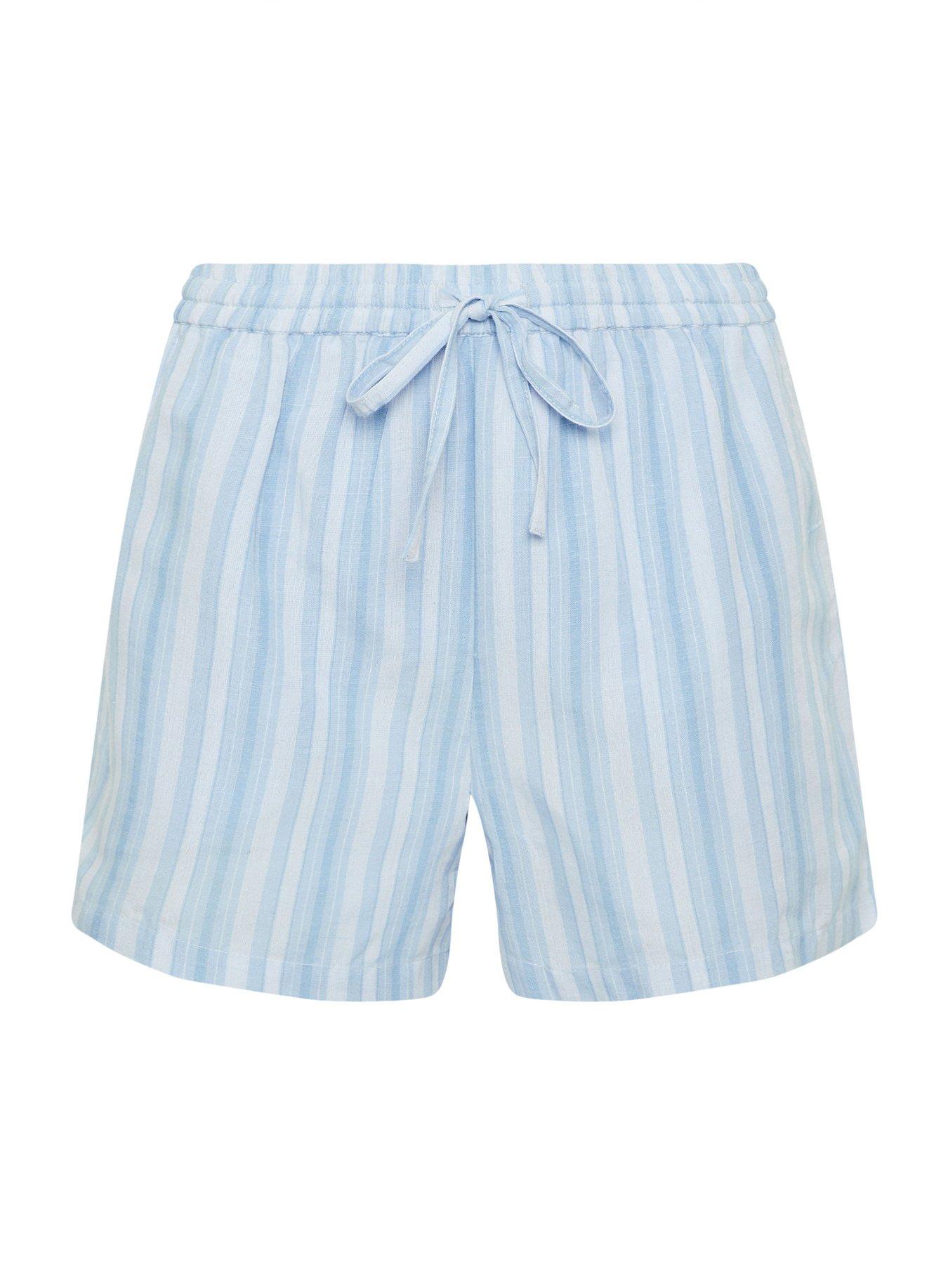 Image 5 of 5 of PixieGirl Petite Stripe Short Sleeve Shorts Containing Linen