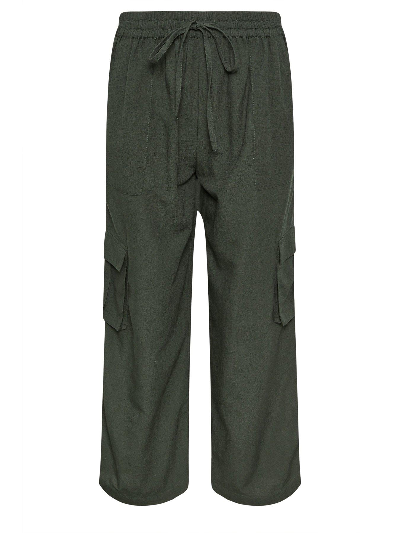 Image 5 of 5 of PixieGirl Petite Cargo Wide Leg Trousers Containing Linen