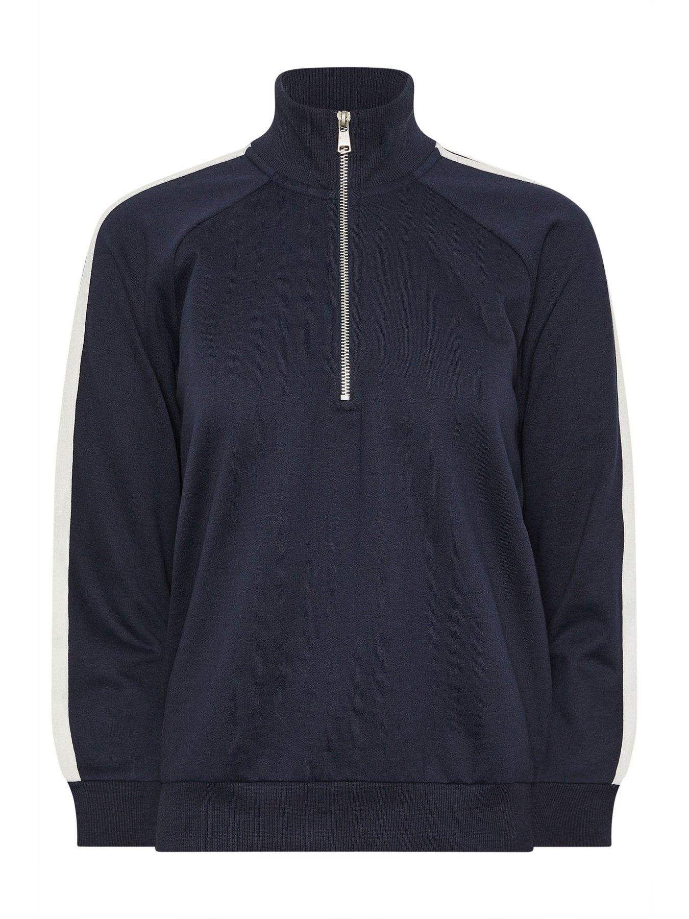 Image 5 of 5 of PixieGirl Petite Stripe Quarter Zip Sweat Top - Blue
