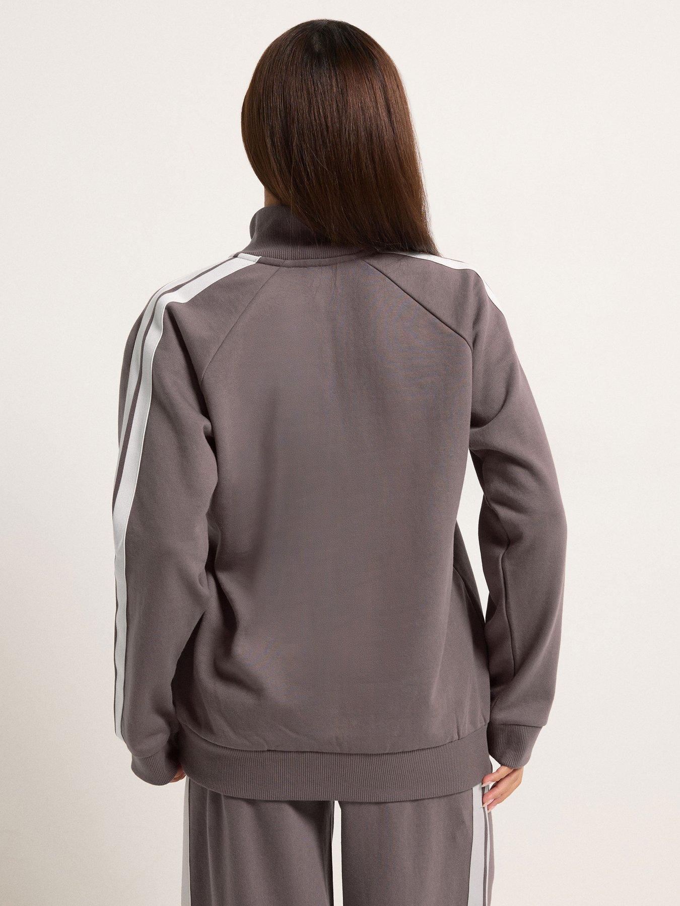 Image 2 of 5 of PixieGirl Petite Stripe Quarter Zip Sweat Top - Purple