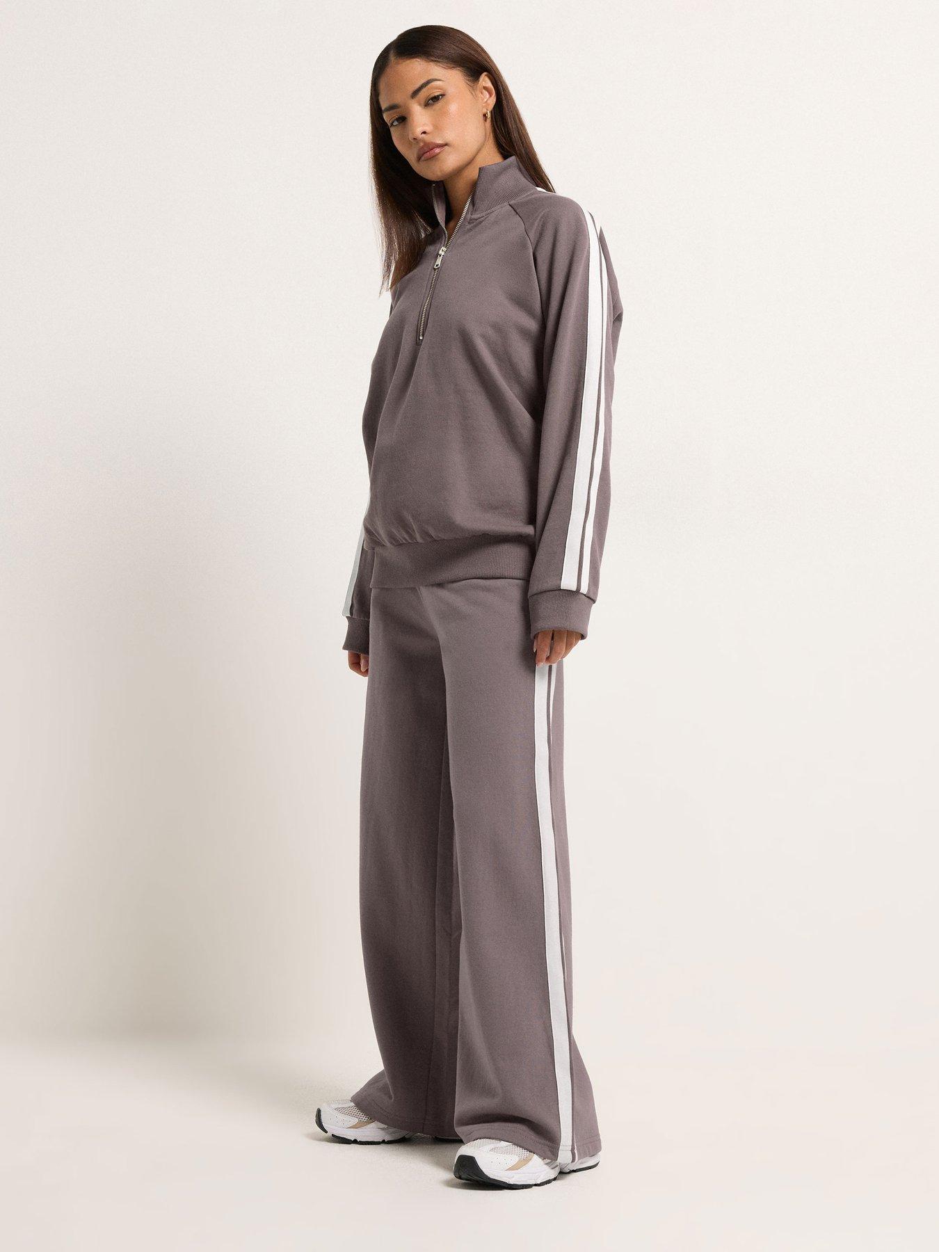 Image 3 of 5 of PixieGirl Petite Stripe Quarter Zip Sweat Top - Purple