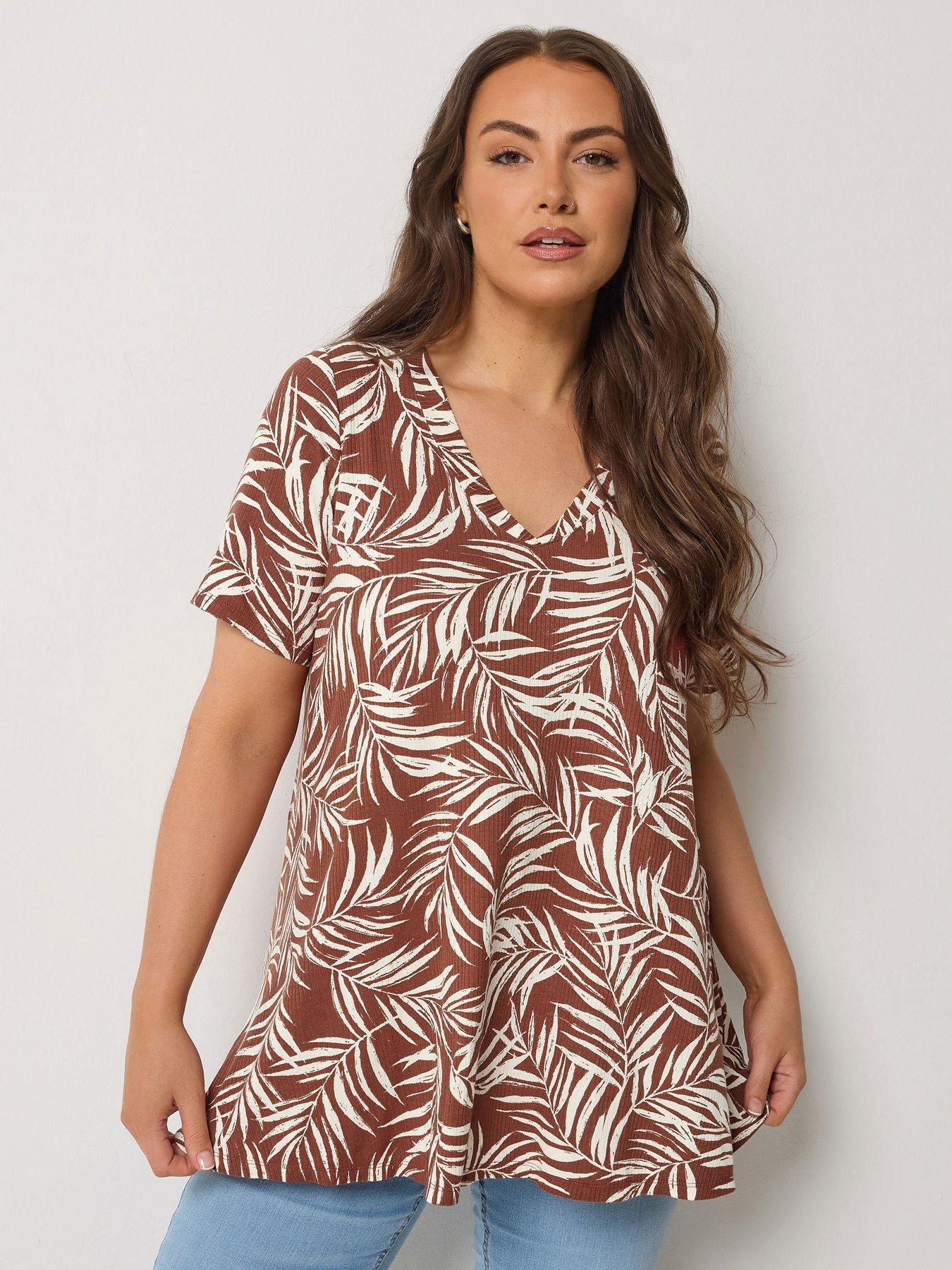 Yours Curve Printed Swing Top - Brown