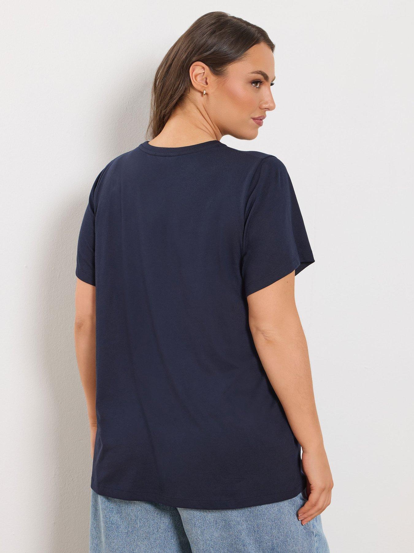 Image 2 of 5 of Yours Curve Placement T-Shirt - Blue
