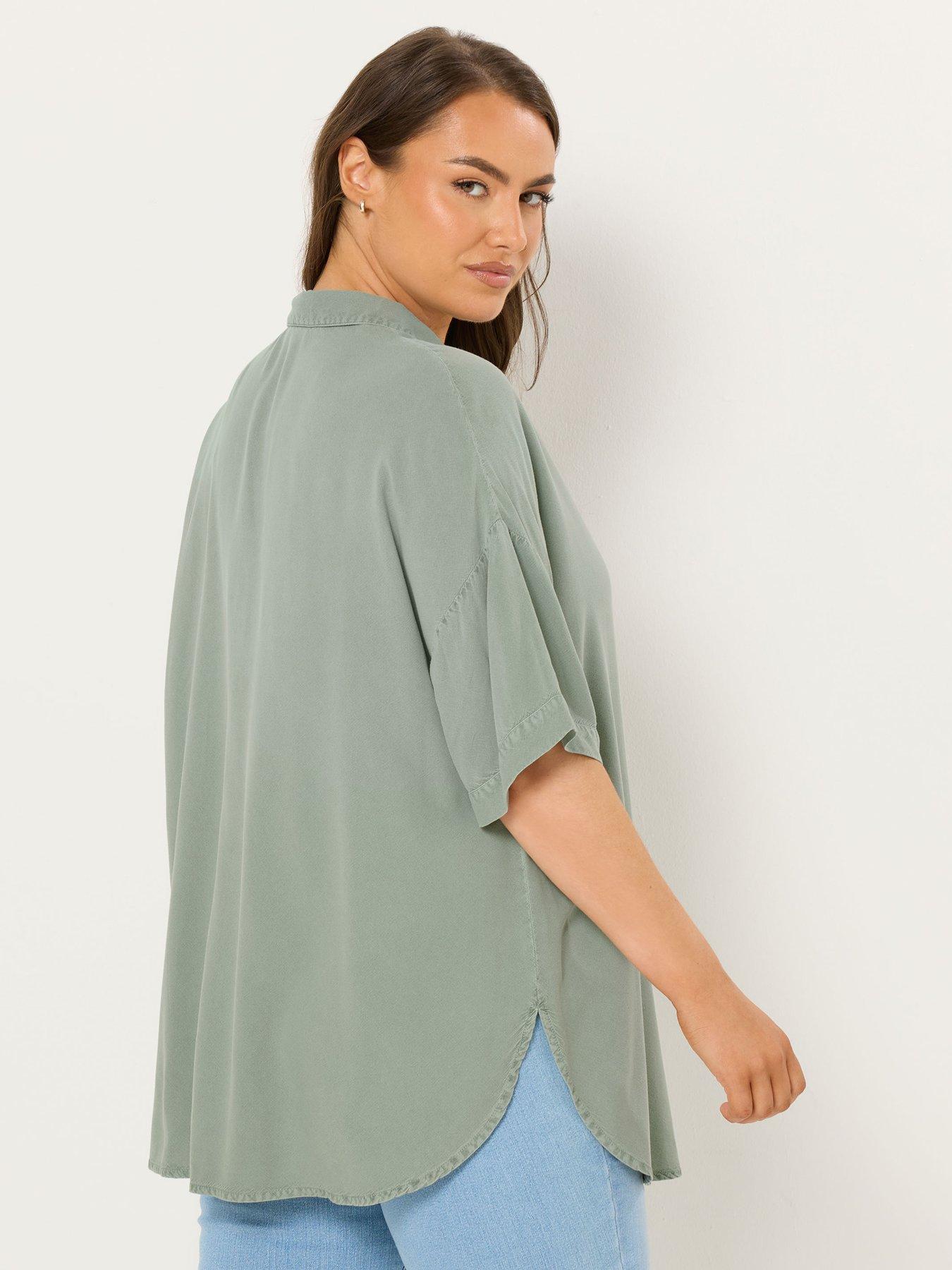 Image 2 of 5 of Yours Curve Short Sleeve Chambray Shirt