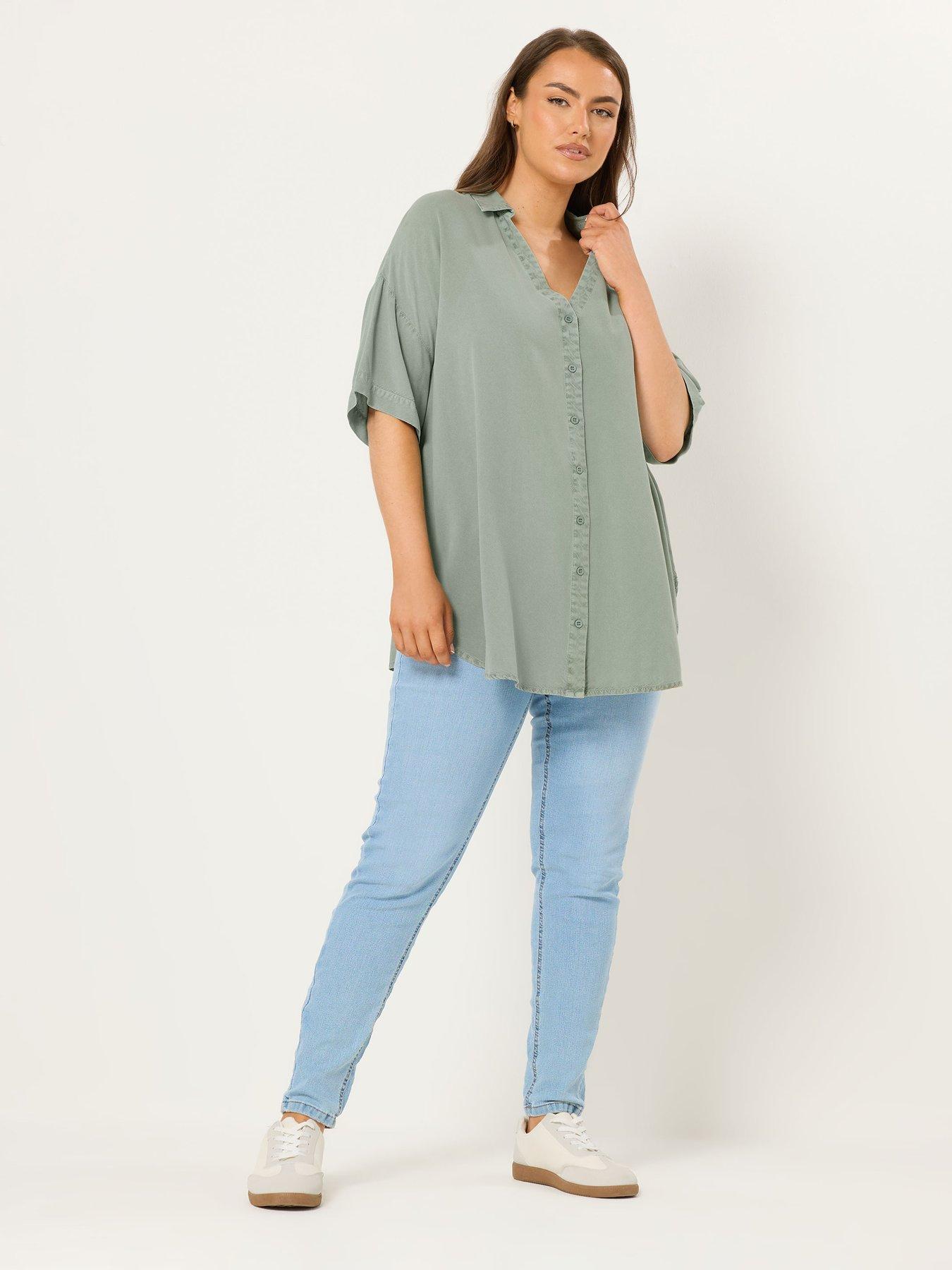 yours-curve-short-sleeve-chambray-shirt-greenback