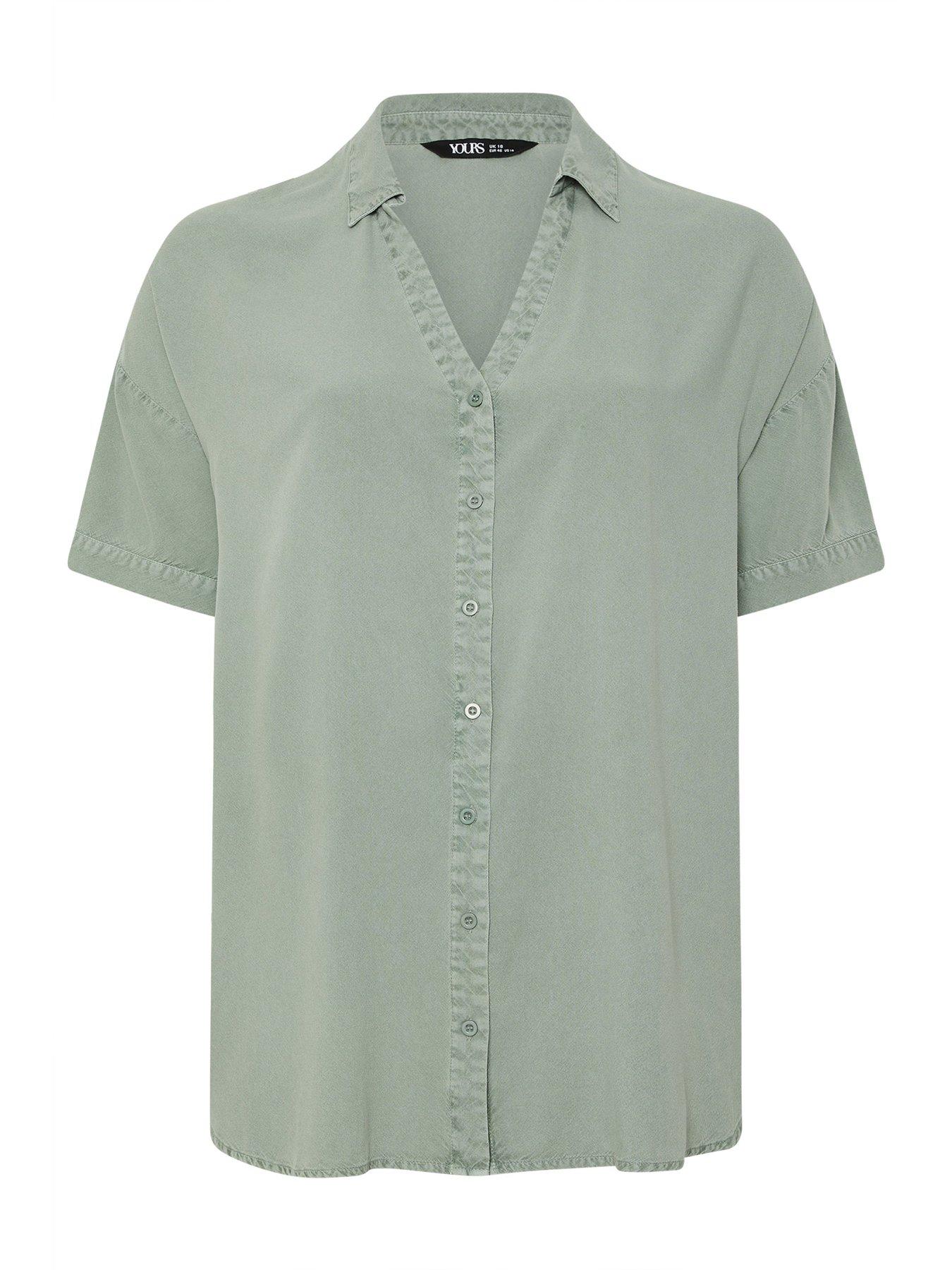 Image 5 of 5 of Yours Curve Short Sleeve Chambray Shirt