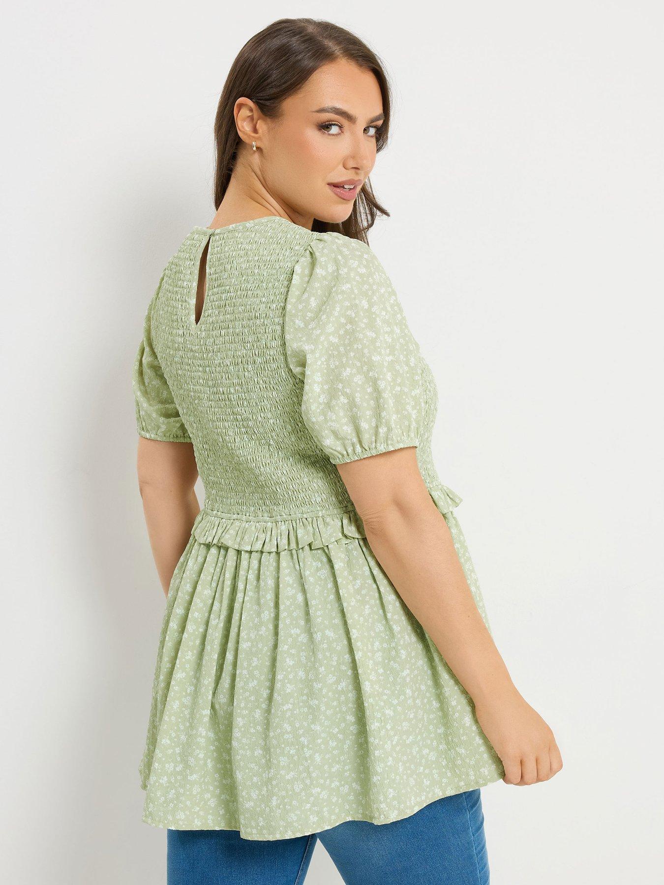 yours-curve-texture-shirred-peplum-topstillFront