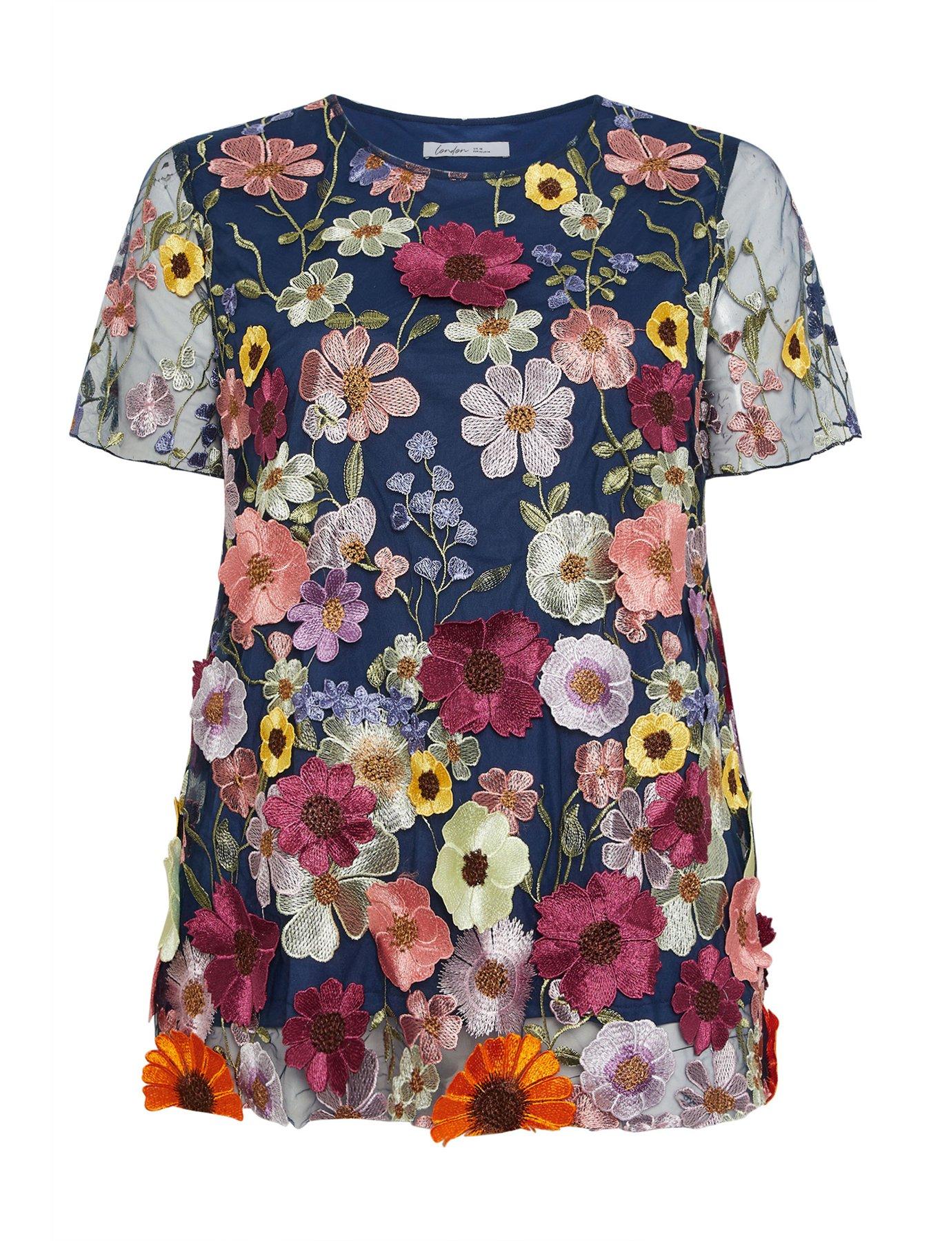 yours-curve-multi-3d-floral-t-shirt-bluedetail