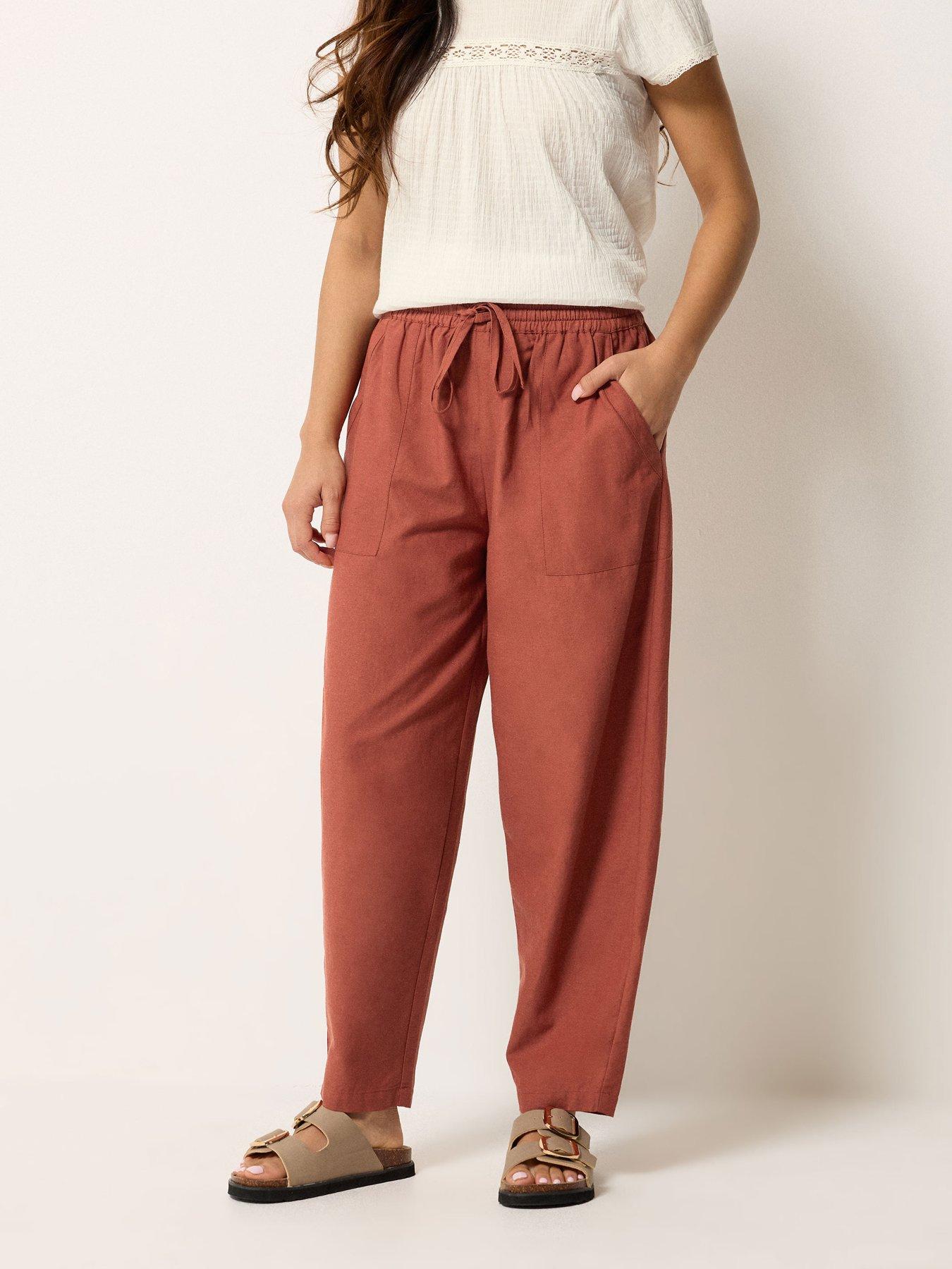 PixieGirl Petite Barrel Trousers Containing Linen