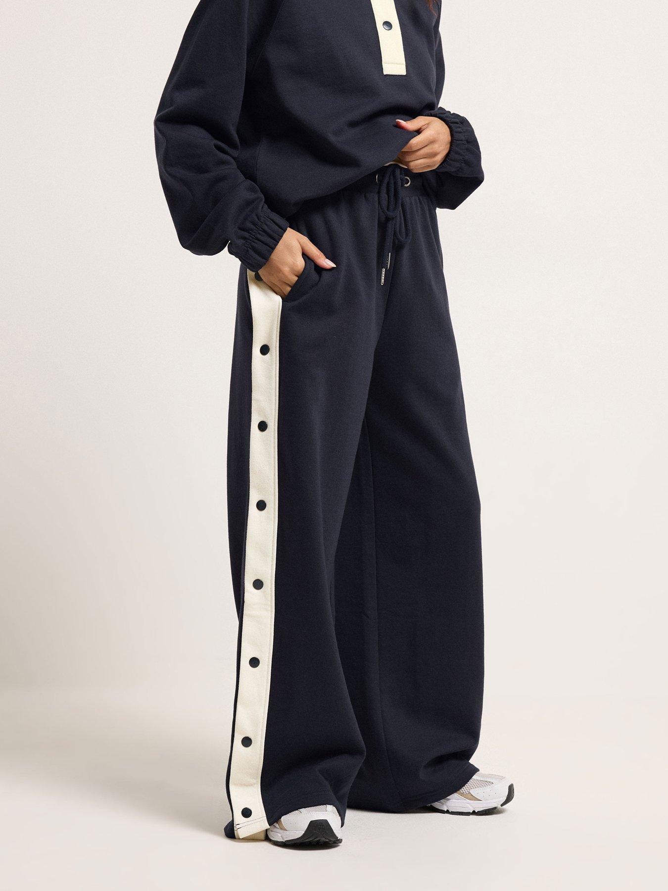 Image 1 of 4 of PixieGirl Petite Side Popper Wide Leg Joggers