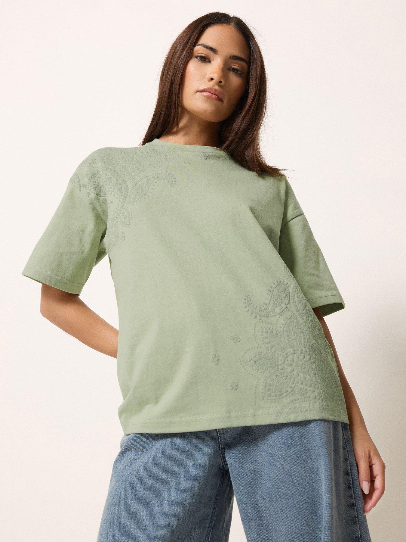Image 1 of 4 of PixieGirl Petite Puff Paisley T-Shirt - Green
