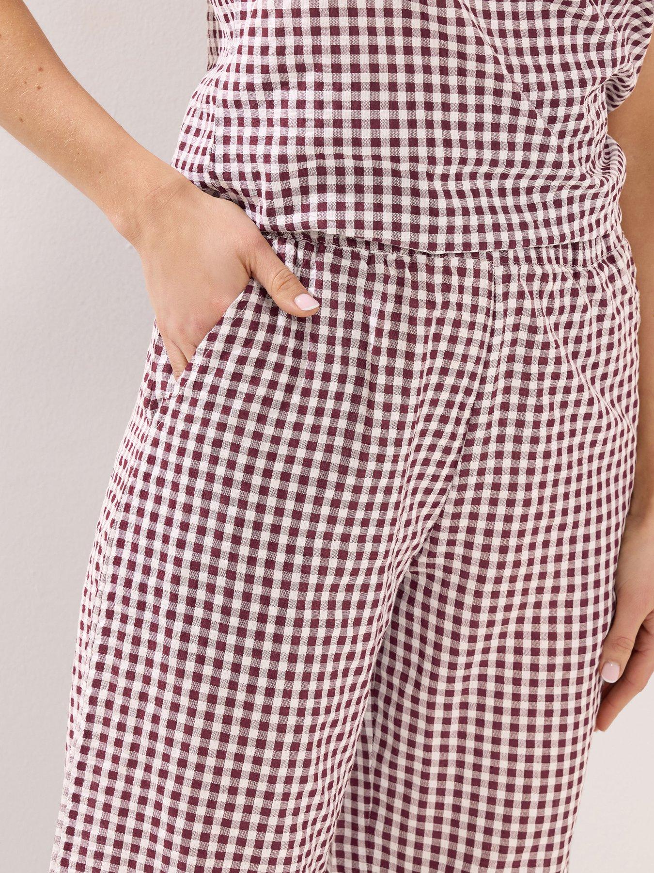 Image 4 of 4 of Long Tall Sally Gingham Wide Leg Trousers 36" - Red