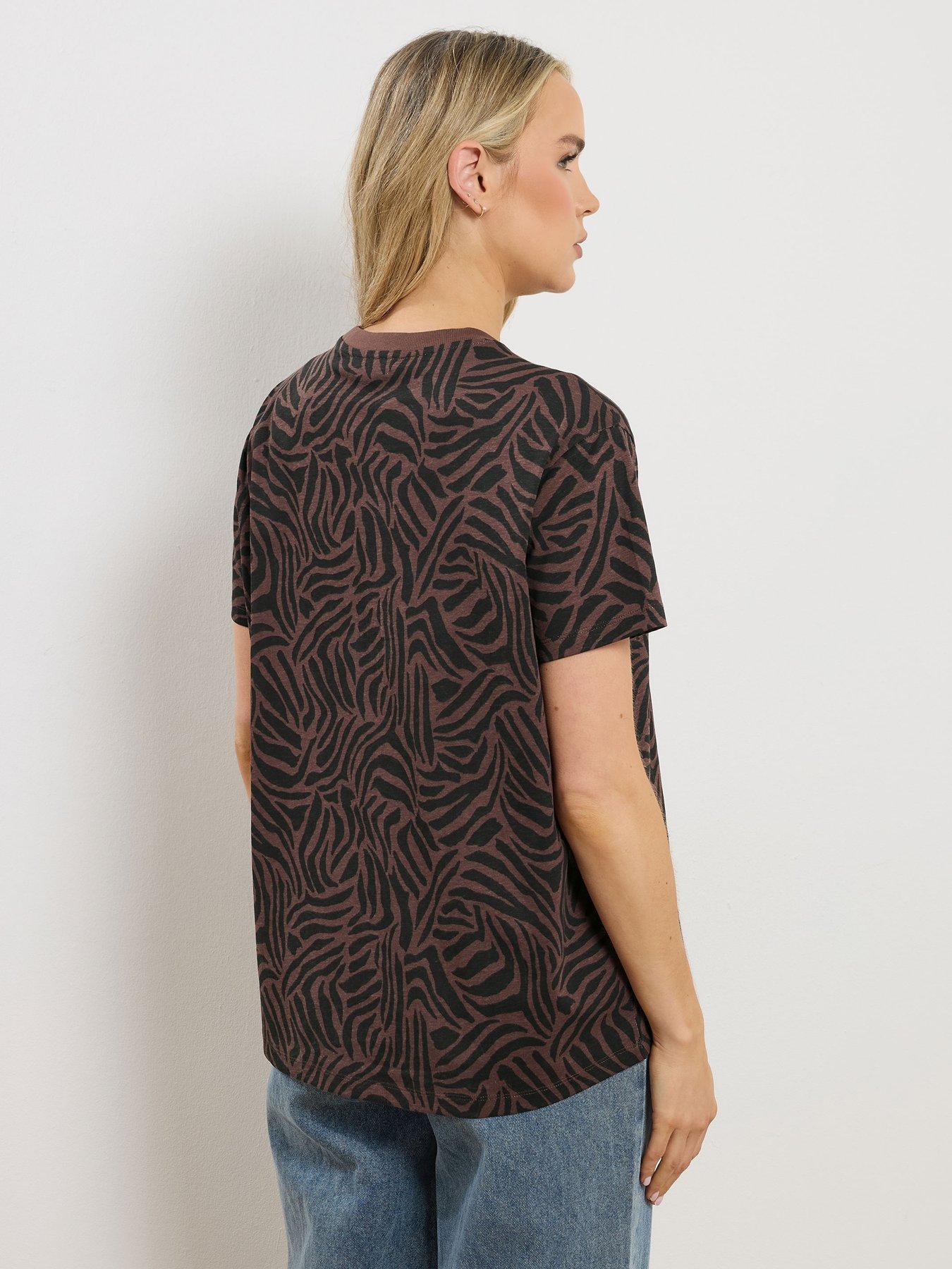 Image 2 of 5 of Long Tall Sally Zebra Oversized T-Shirt - Brown