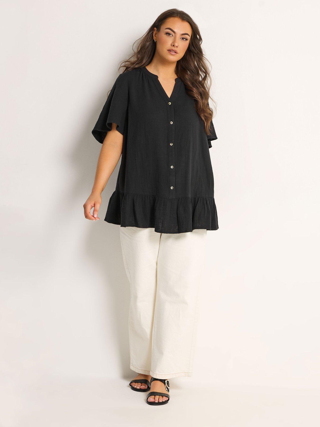 yours-curve-angel-sleeve-cheesecloth-top-blackback