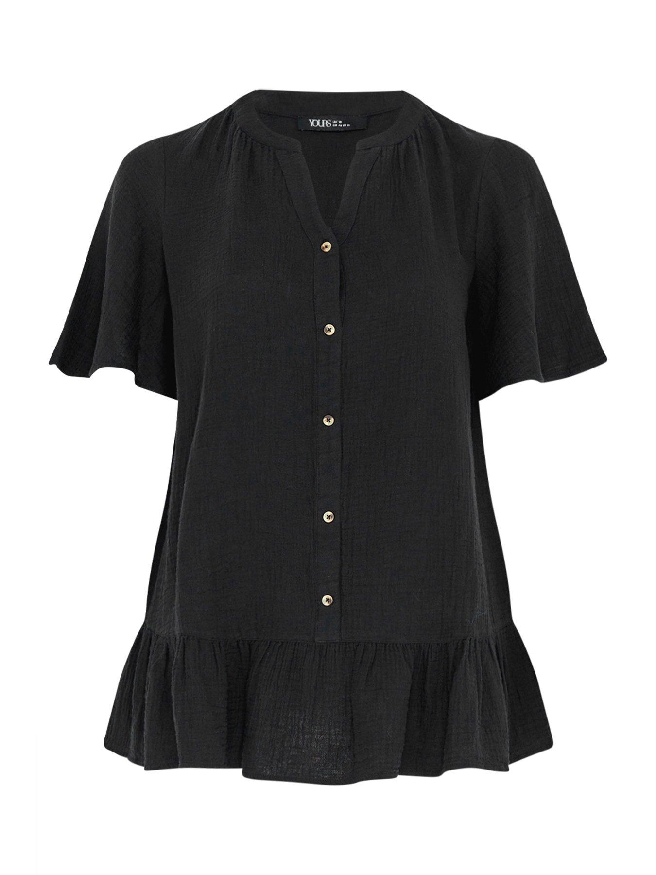 yours-curve-angel-sleeve-cheesecloth-top-blackdetail