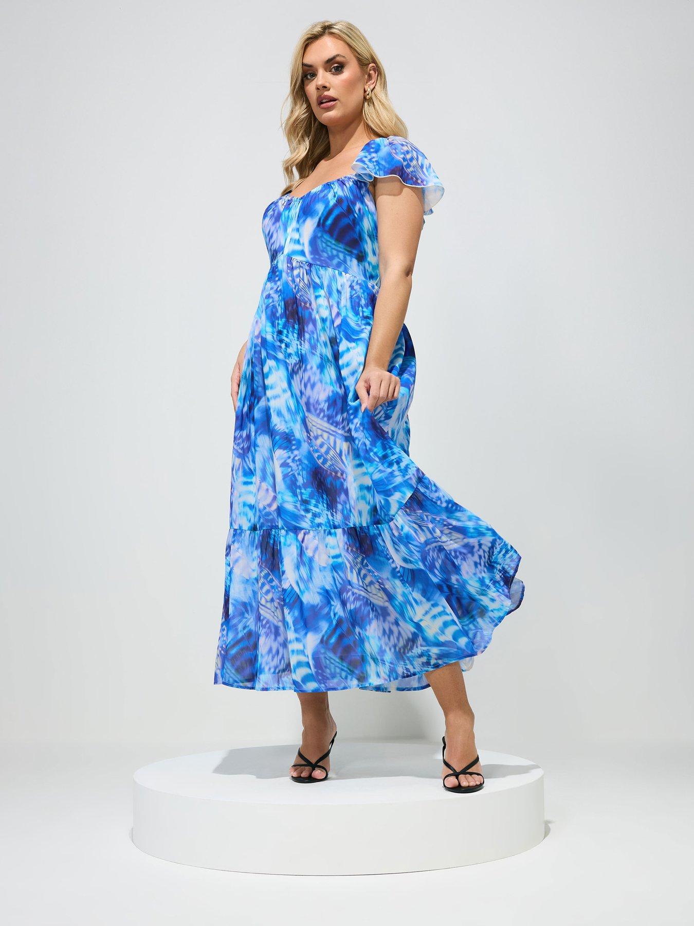 yours-curve-abstract-print-smock-tiered-dress-bluefront