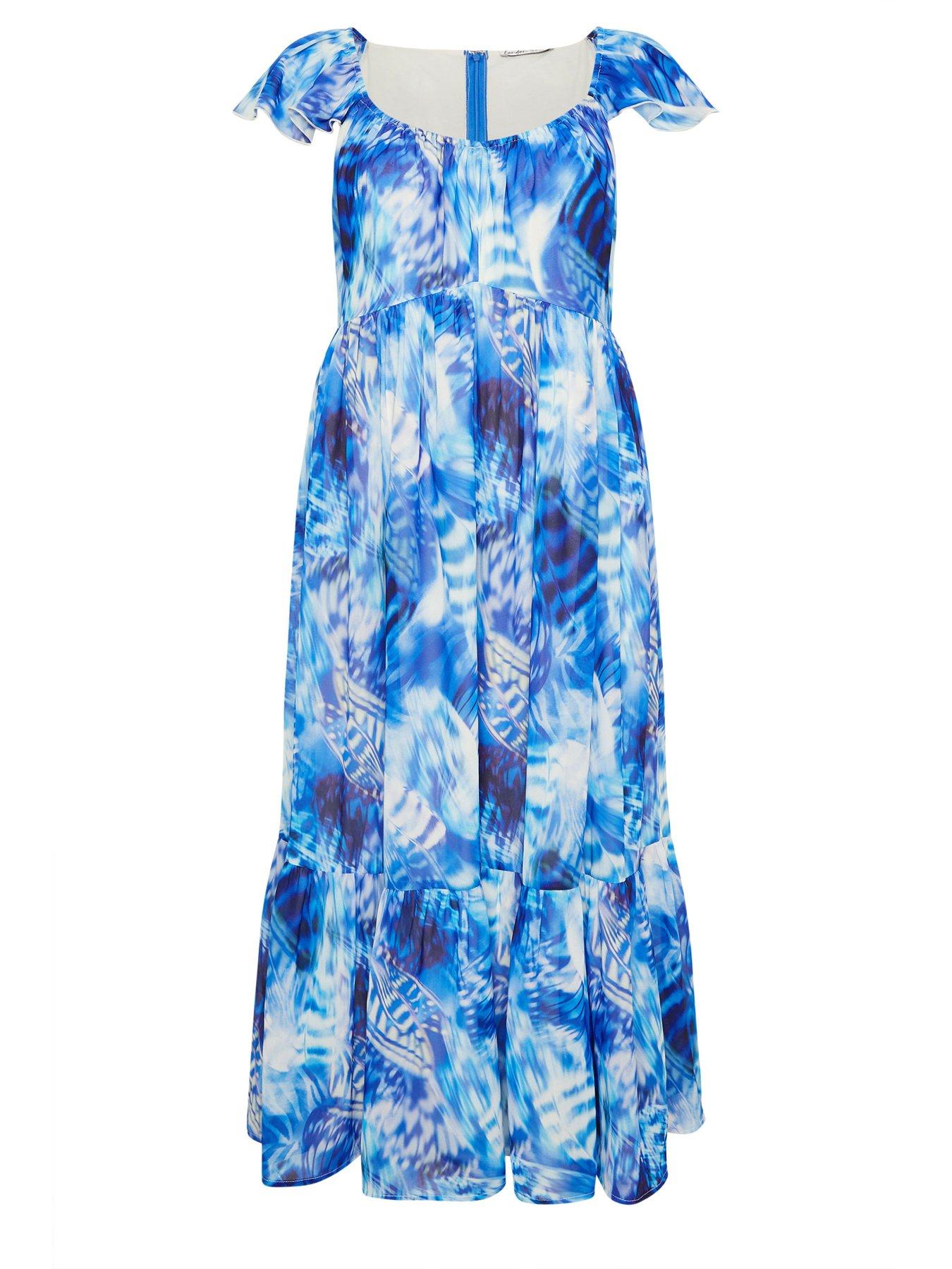yours-curve-abstract-print-smock-tiered-dress-bluedetail