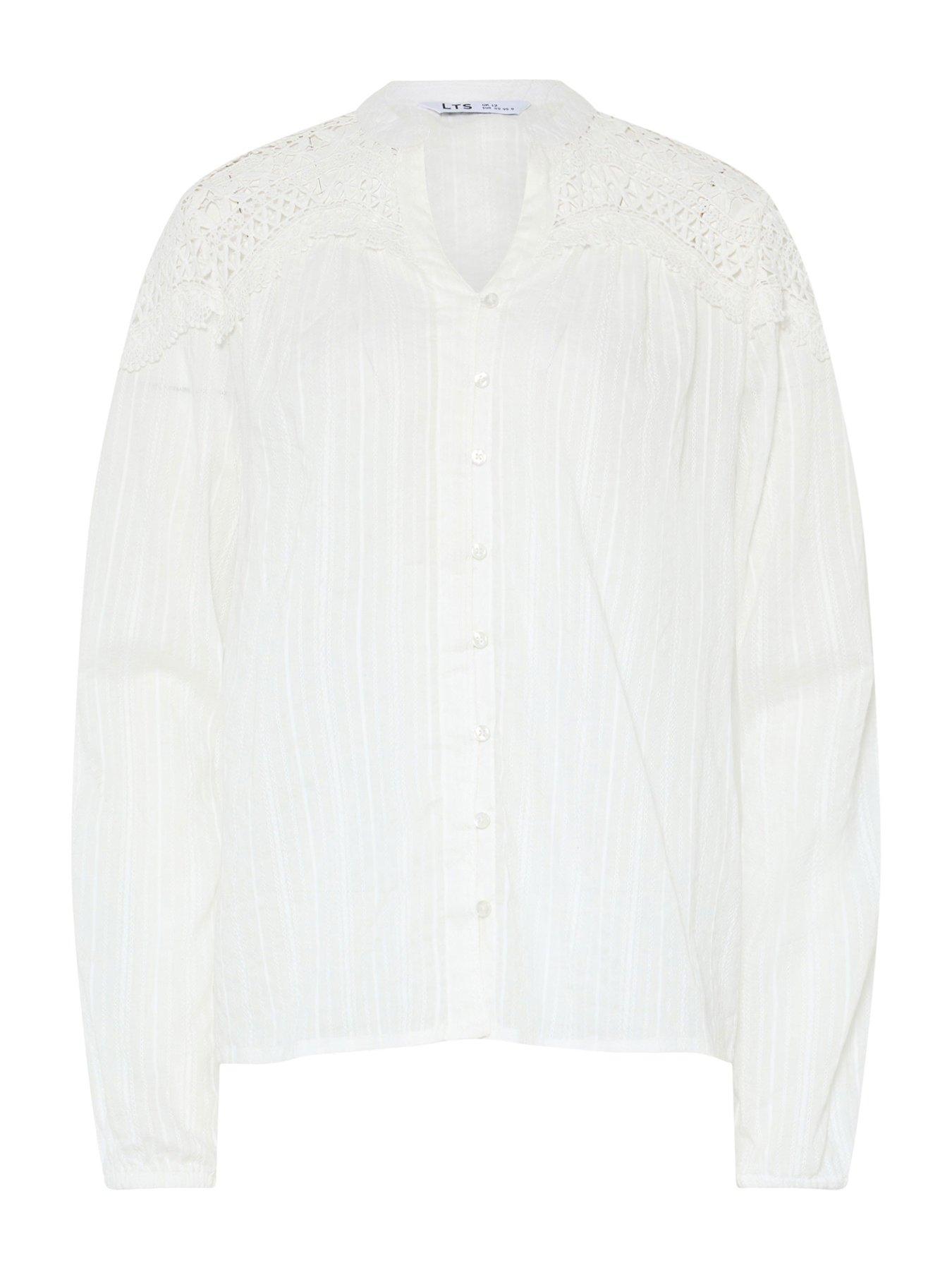Image 5 of 5 of Long Tall Sally Open Lace Button Through Top - White