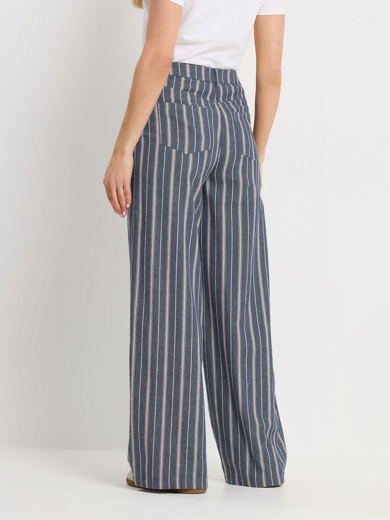 Image 2 of 5 of Long Tall Sally Stripe Wide Leg Jean 36" - Blue
