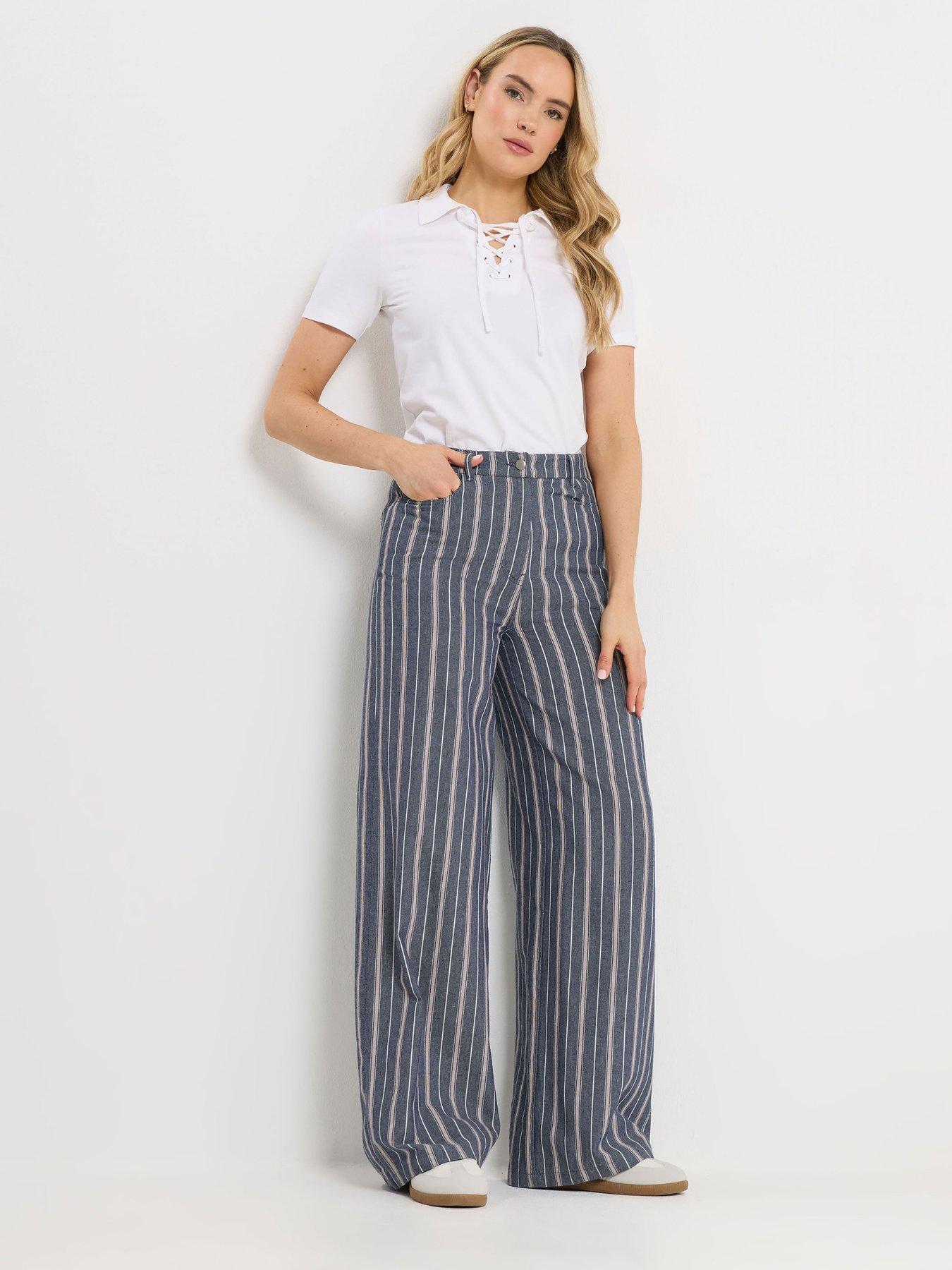 Image 3 of 5 of Long Tall Sally Stripe Wide Leg Jean 36" - Blue