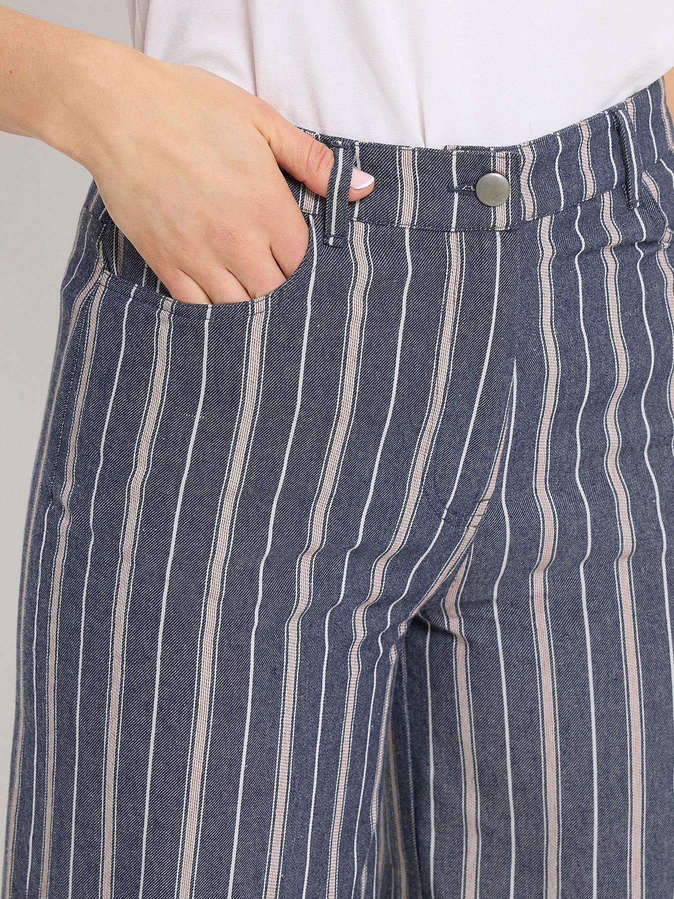 Image 4 of 5 of Long Tall Sally Stripe Wide Leg Jean 36" - Blue