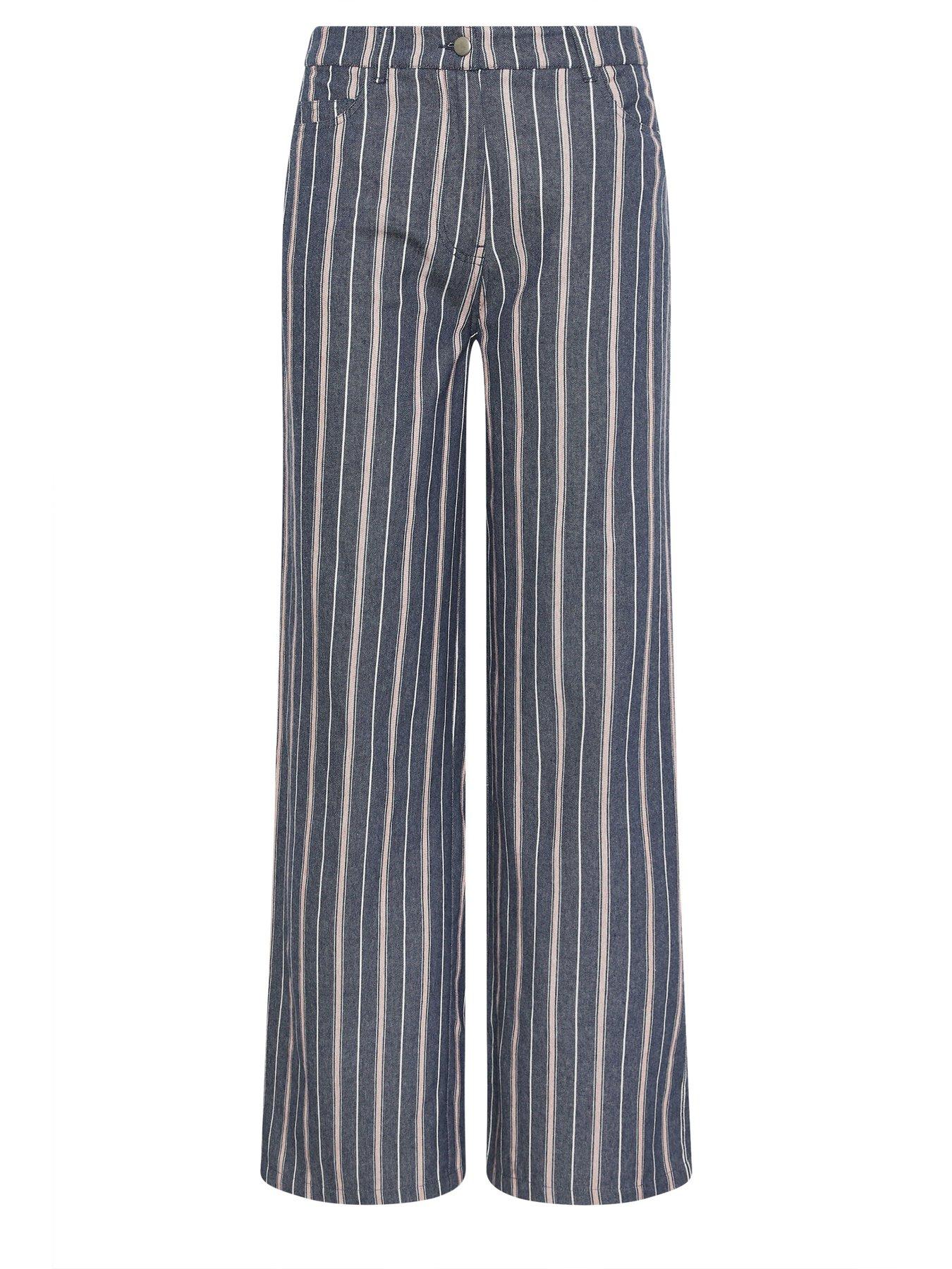 Image 5 of 5 of Long Tall Sally Stripe Wide Leg Jean 36" - Blue