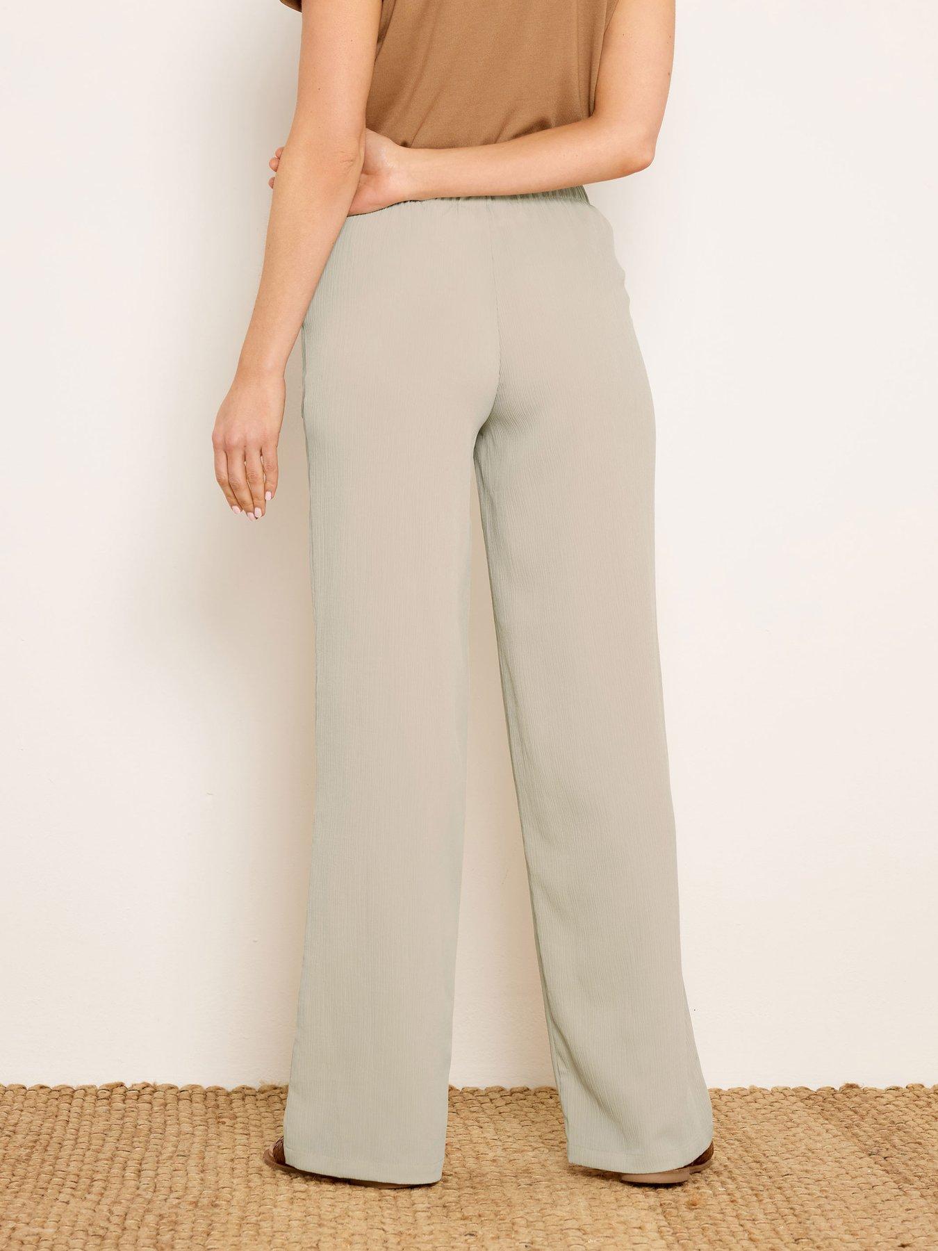 Image 2 of 5 of Long Tall Sally Textured Wide Leg Trousers 34" - Natural Brown