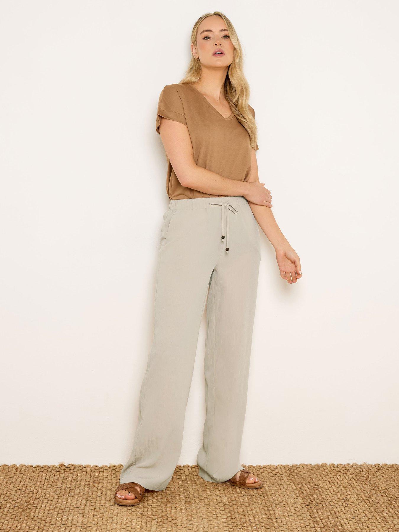 Image 3 of 5 of Long Tall Sally Textured Wide Leg Trousers 34" - Natural Brown