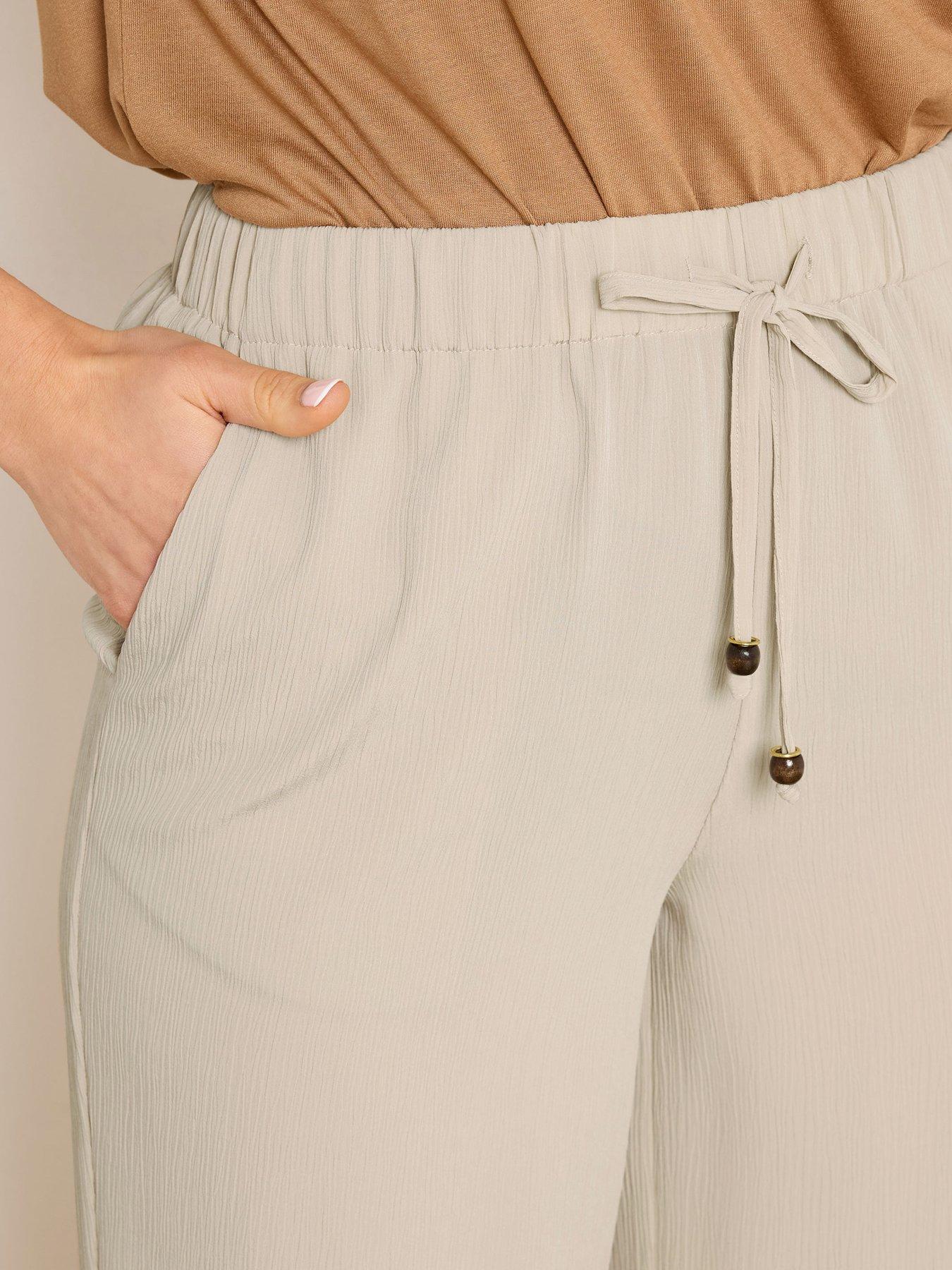 Image 4 of 5 of Long Tall Sally Textured Wide Leg Trousers 34" - Natural Brown
