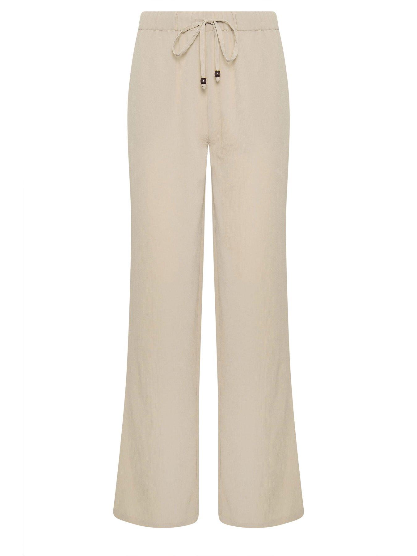 Image 5 of 5 of Long Tall Sally Textured Wide Leg Trousers 34" - Natural Brown