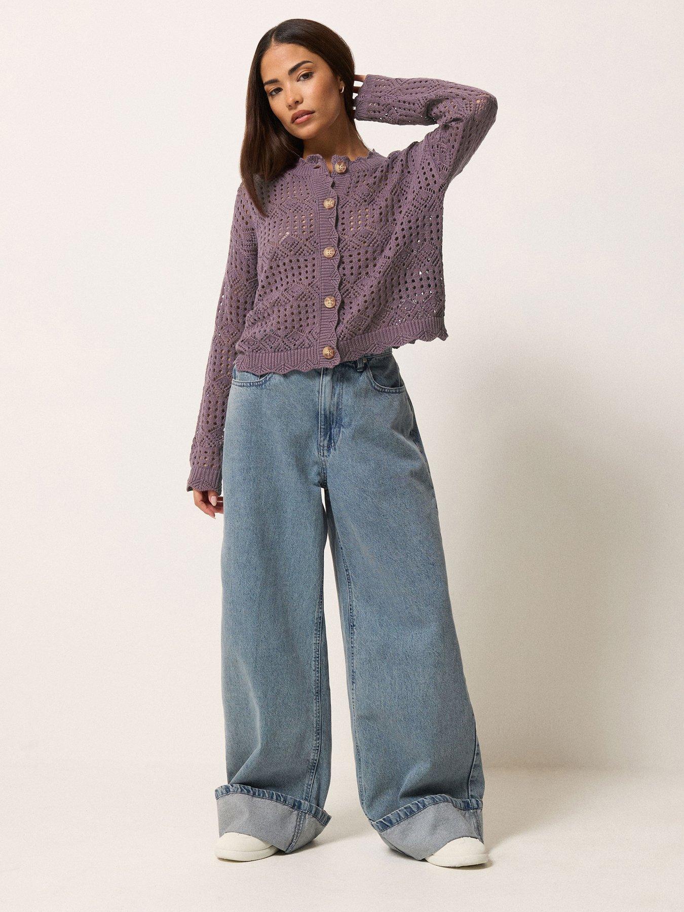Image 3 of 5 of PixieGirl Petite Button Crochet Cardigan