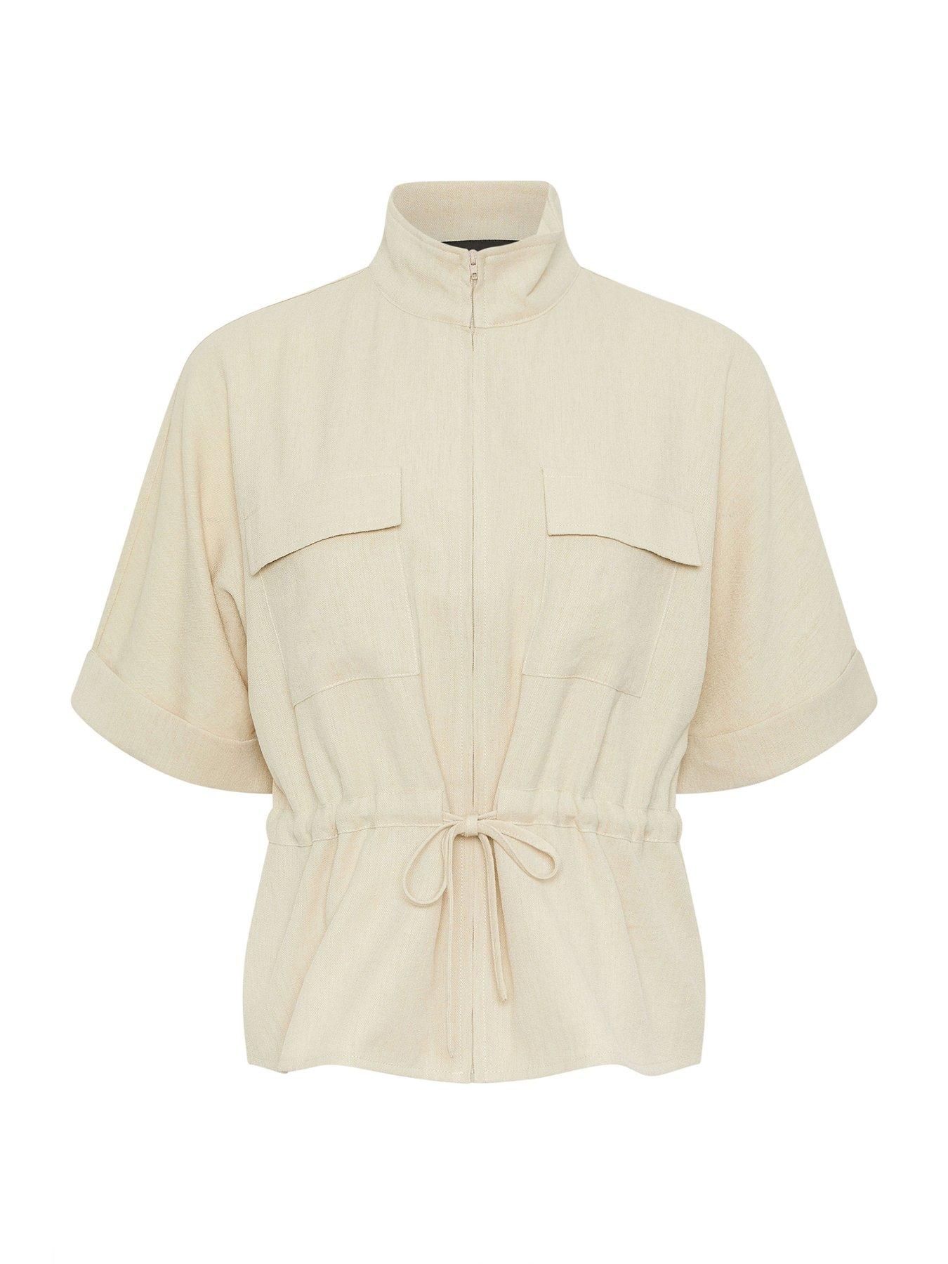 pixiegirl-petite-short-sleeve-linen-look-tie-shacketoutfit