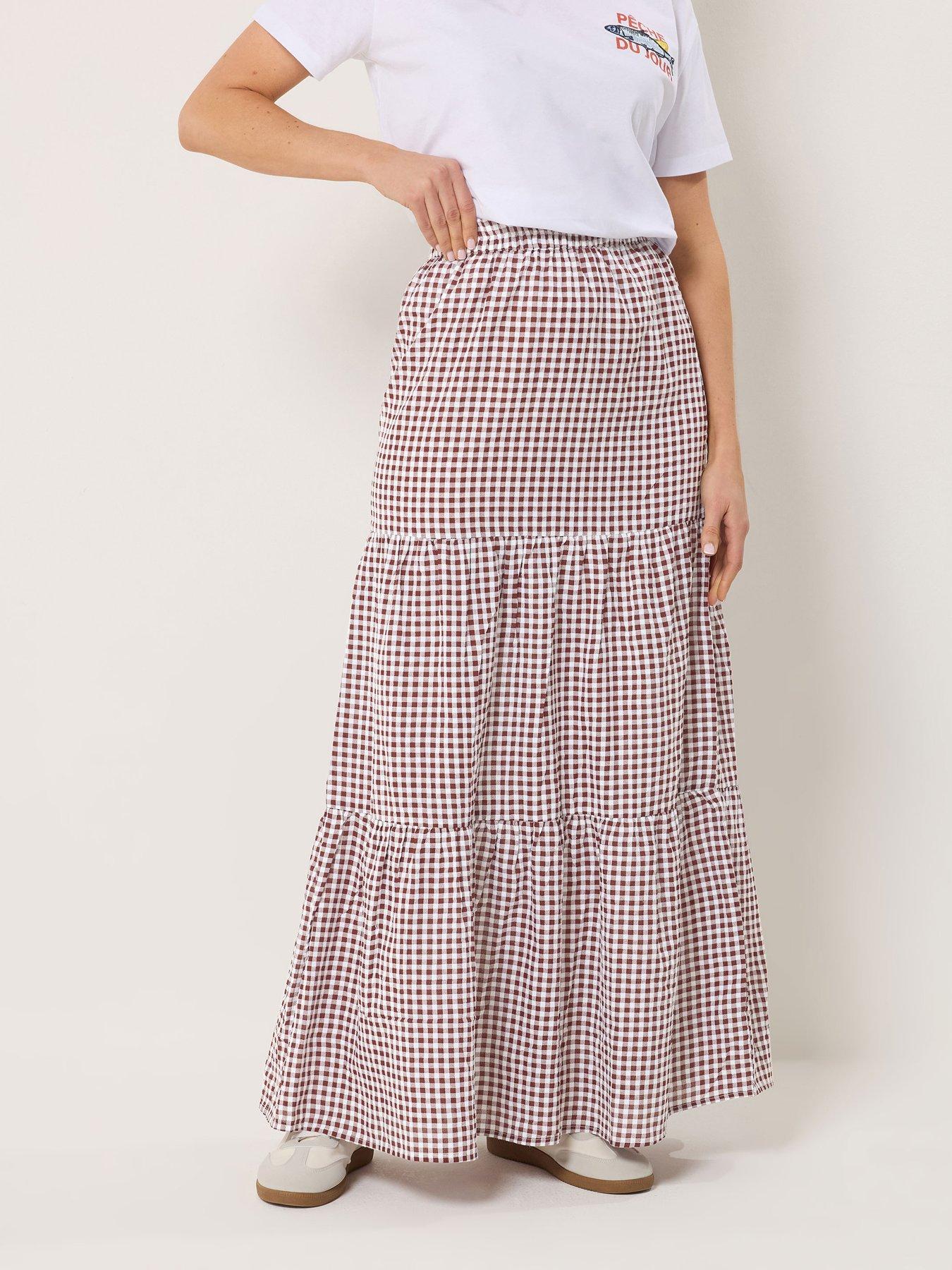 Image 1 of 5 of Long Tall Sally Tall Gingham Maxi Skirt