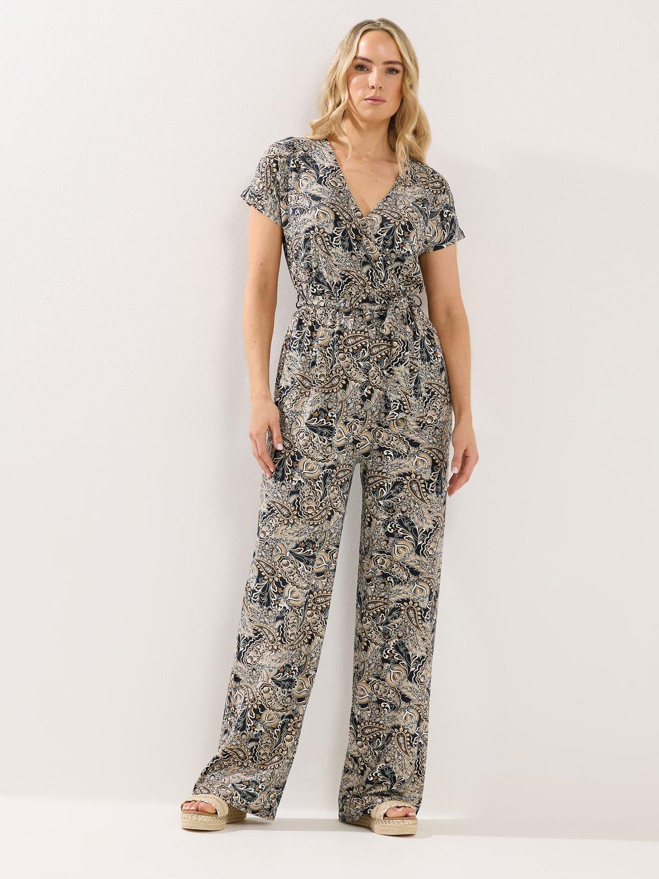 Long Tall Sally Tall Paisley Short Sleeve Wrap Jumpusit
