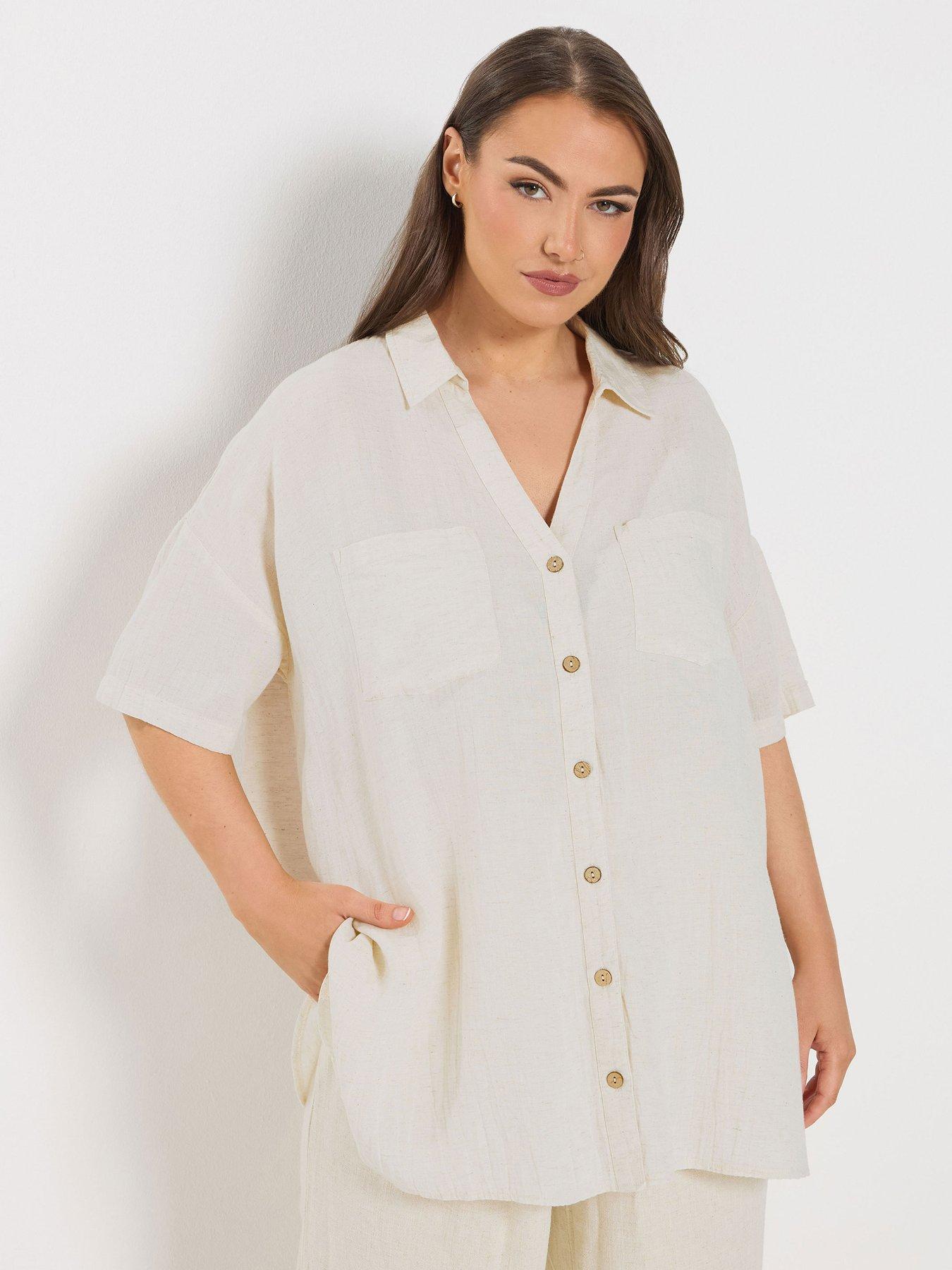 Image 1 of 5 of Yours Curve Desert Shirt - Cream