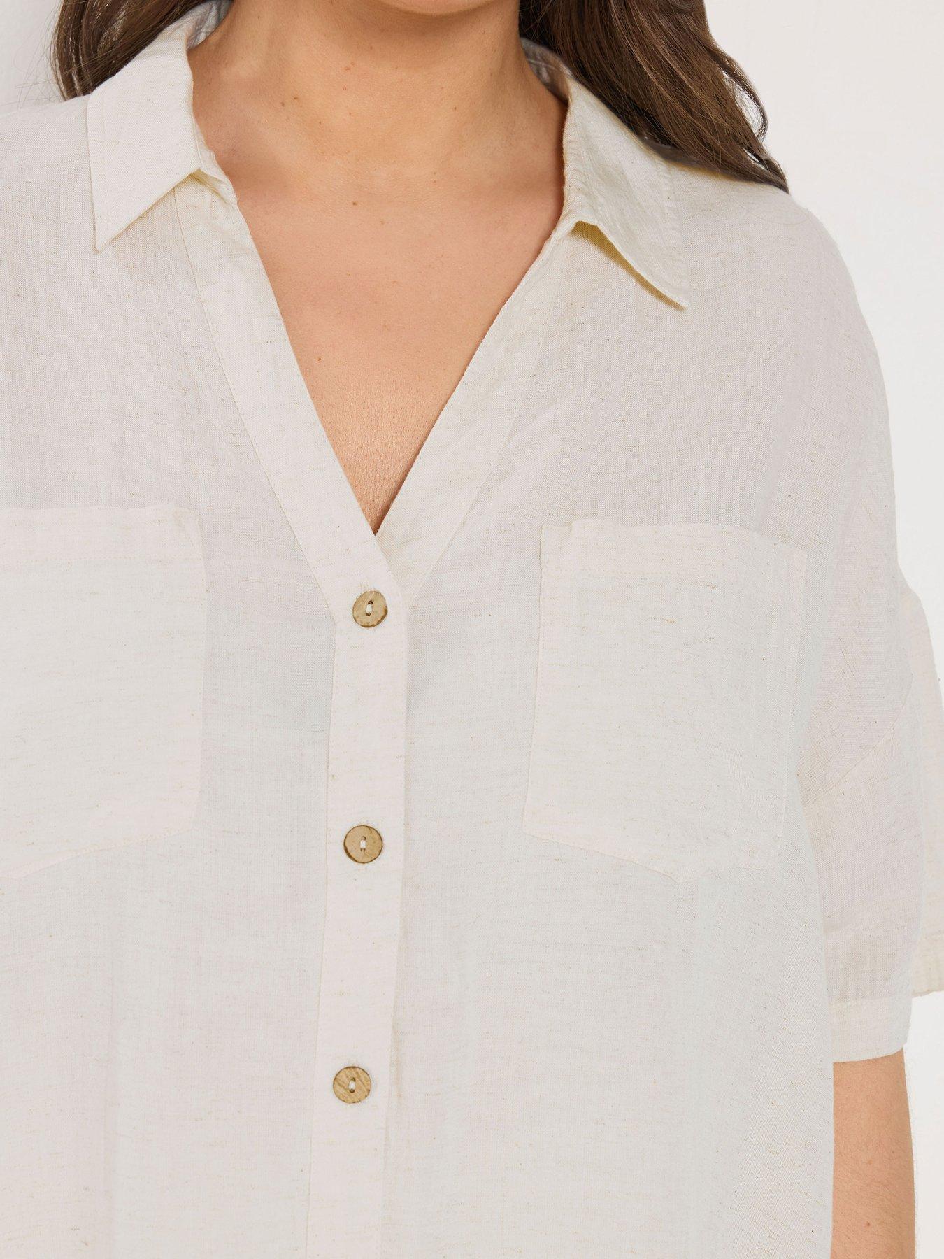Image 4 of 5 of Yours Curve Desert Shirt - Cream