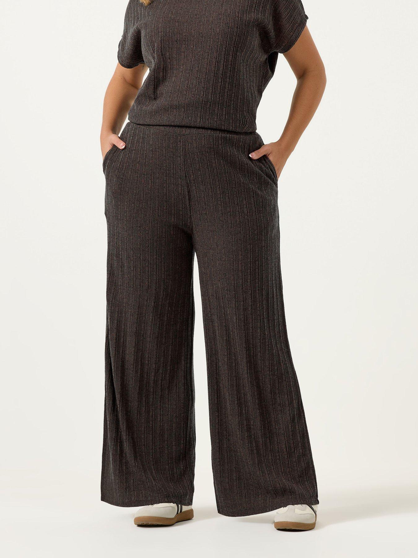 yours-curve-knitted-wide-leg-trousers-brownfront