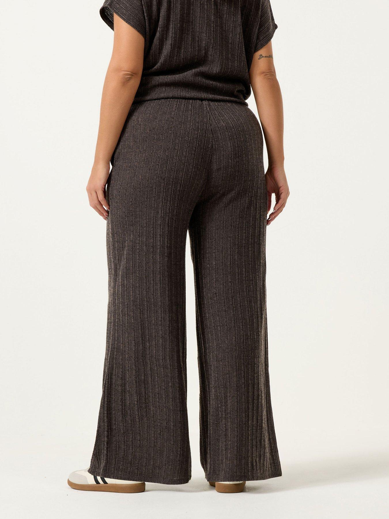 yours-curve-knitted-wide-leg-trousers-brownstillFront