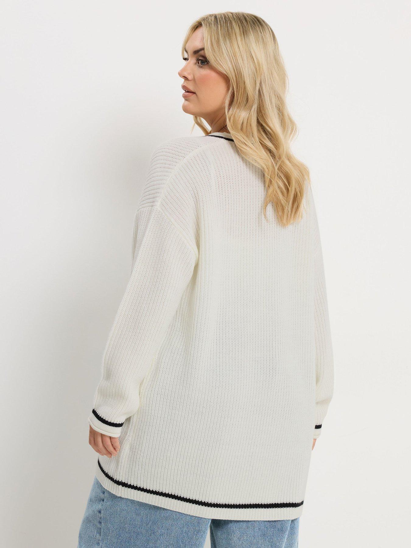 yours-curve-contrast-knitted-cardigan-creamstillFront