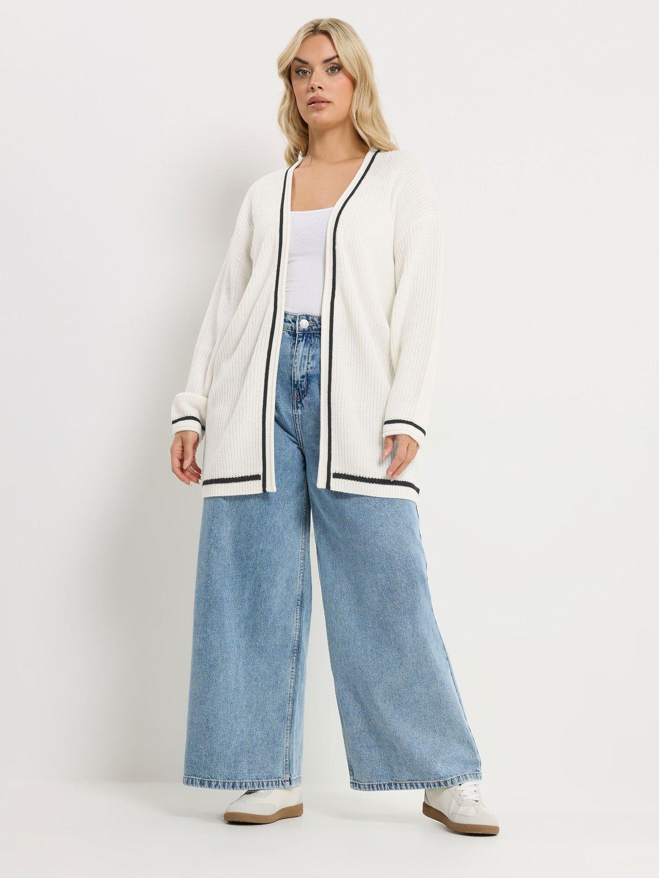 yours-curve-contrast-knitted-cardigan-creamback