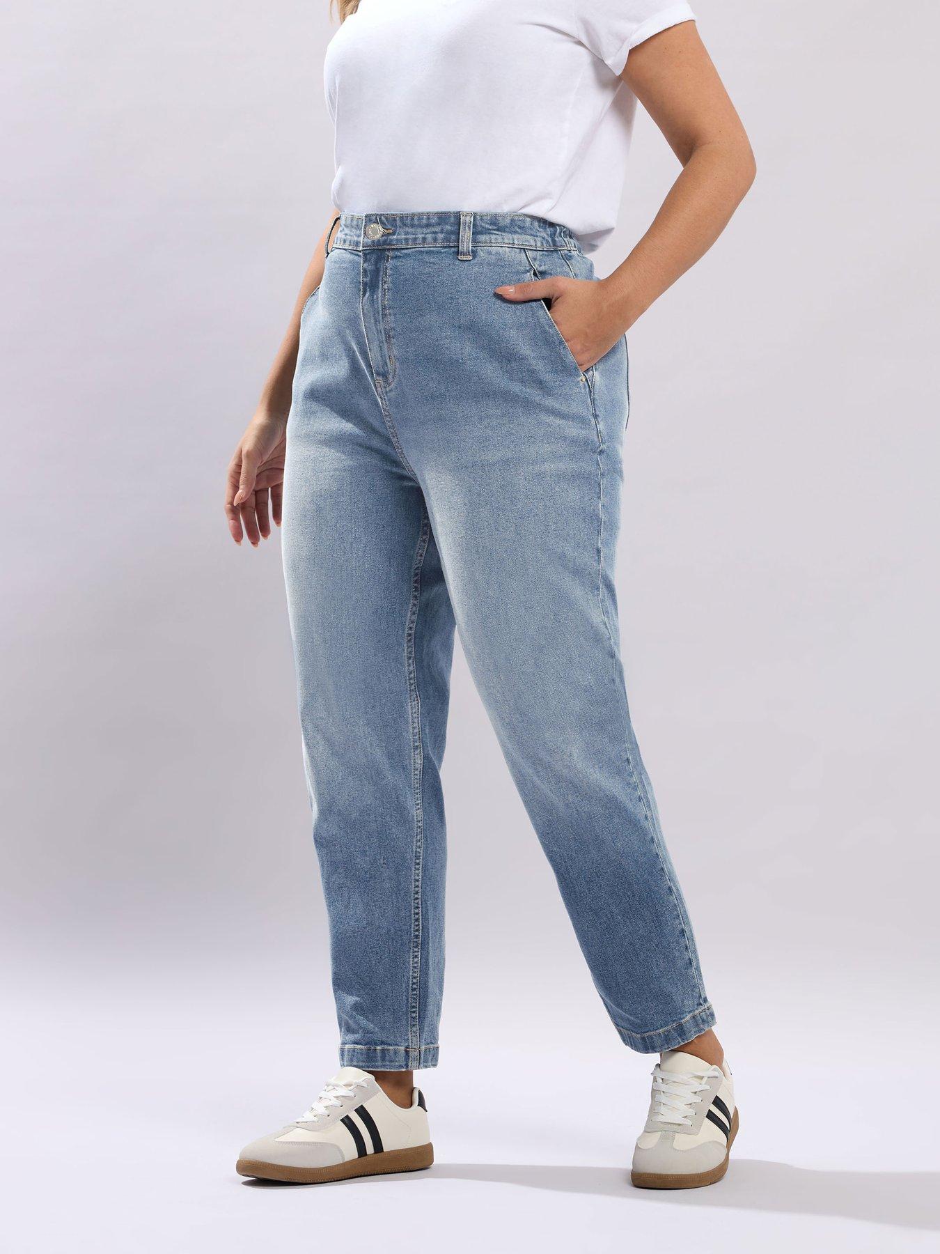 yours-curve-barrel-jeans-bluefront