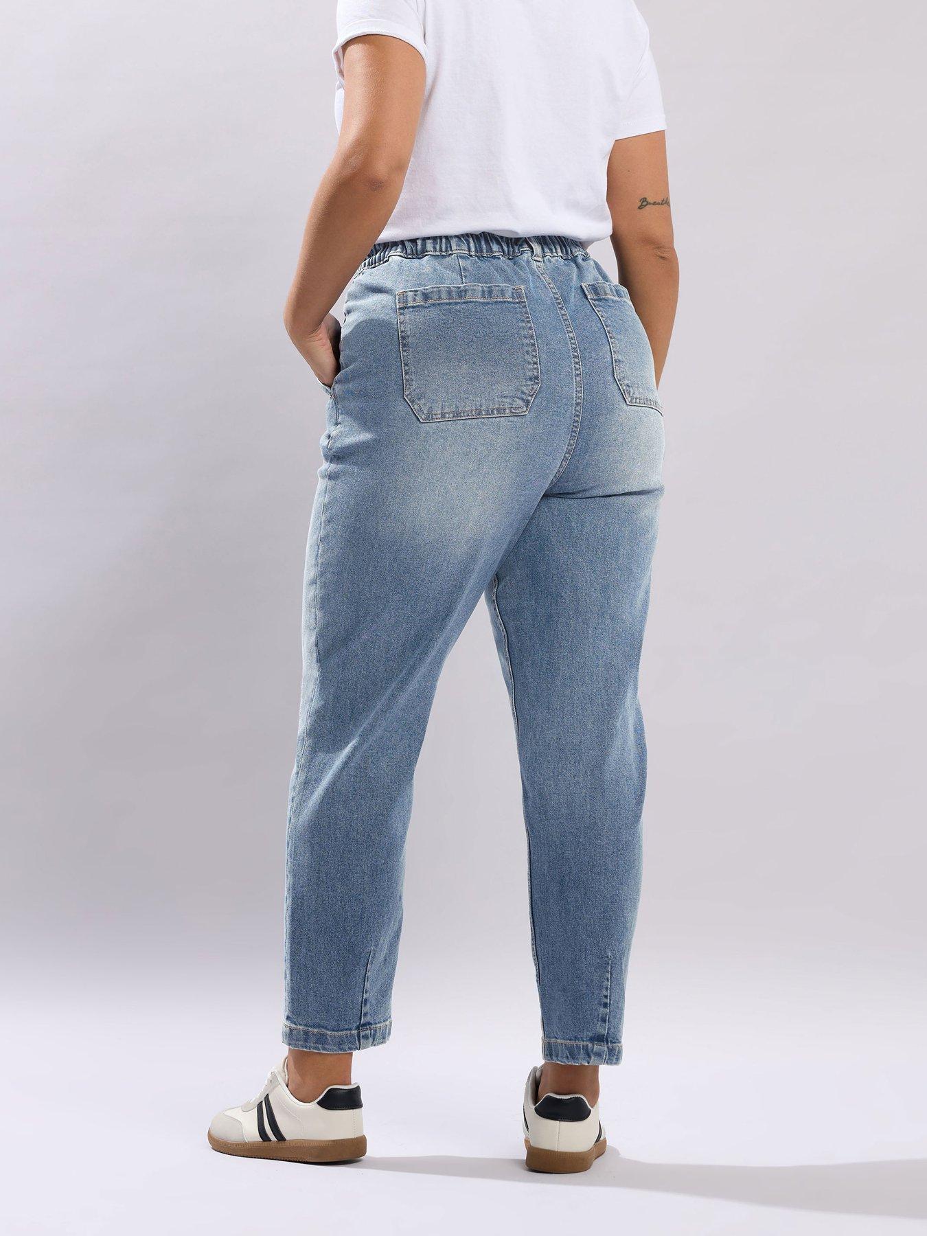 yours-curve-barrel-jeans-bluestillFront