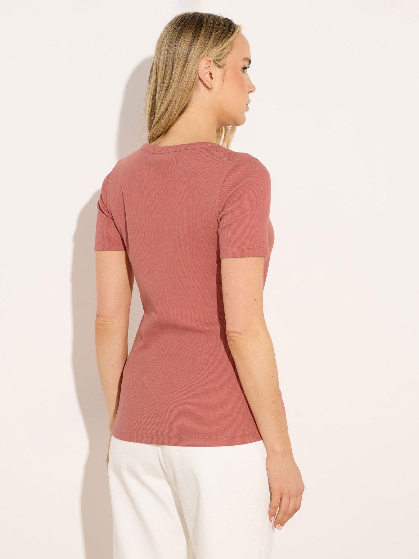 Image 2 of 4 of Long Tall Sally Tall Button Through T-Shirt - Pink