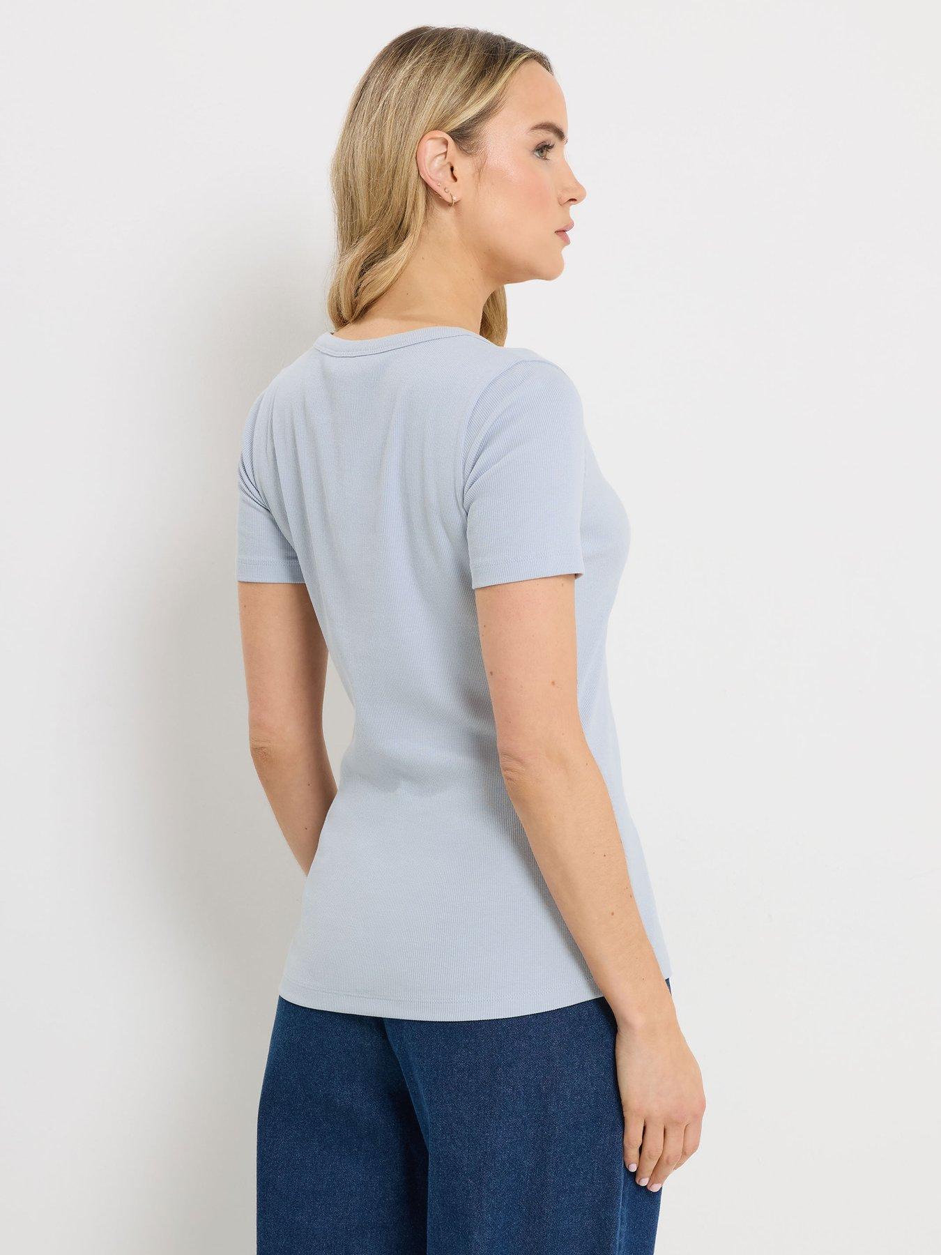 long-tall-sally-tall-button-through-t-shirt-bluestillFront