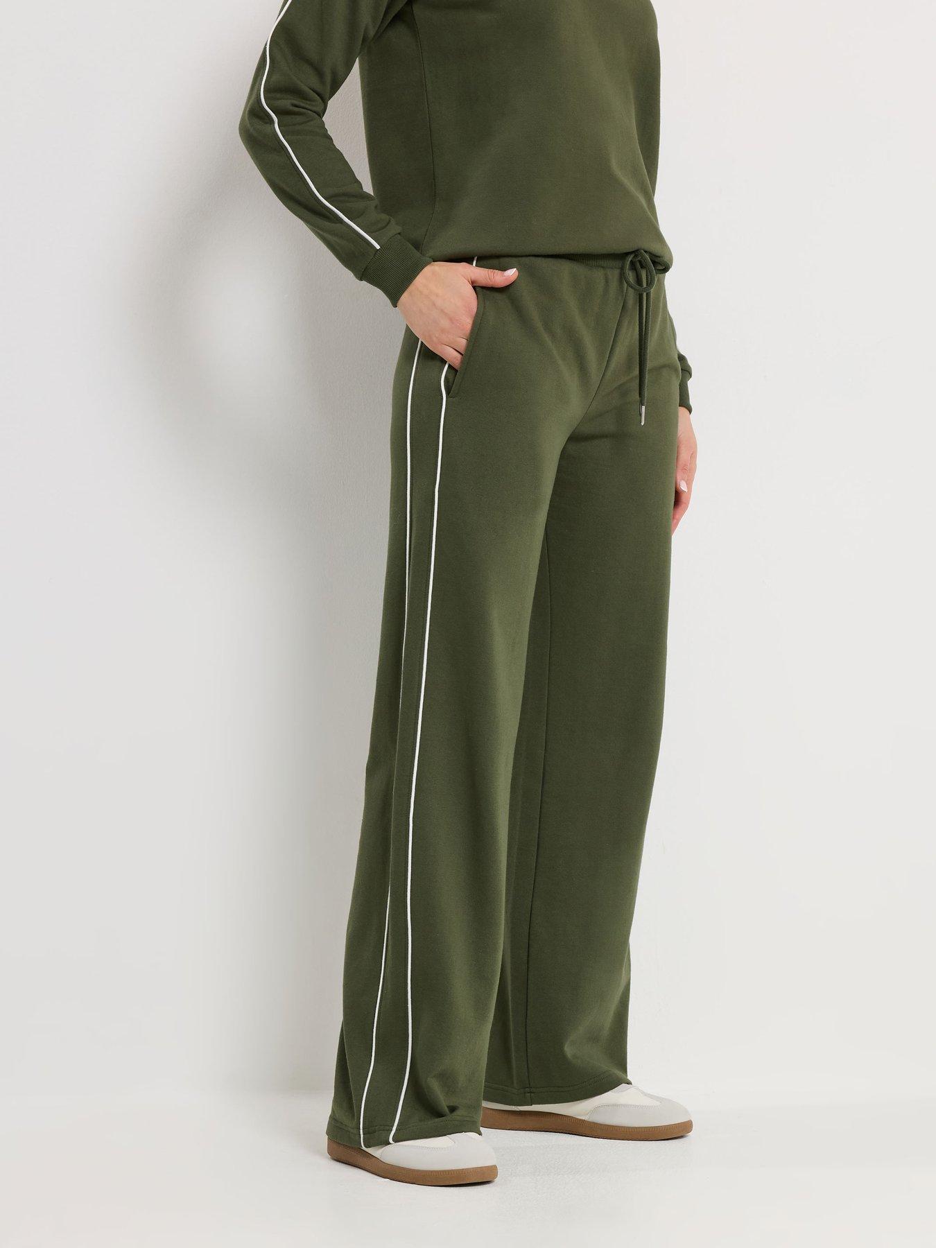 Long Tall Sally Piped Wide Leg Jogger 36" - Green