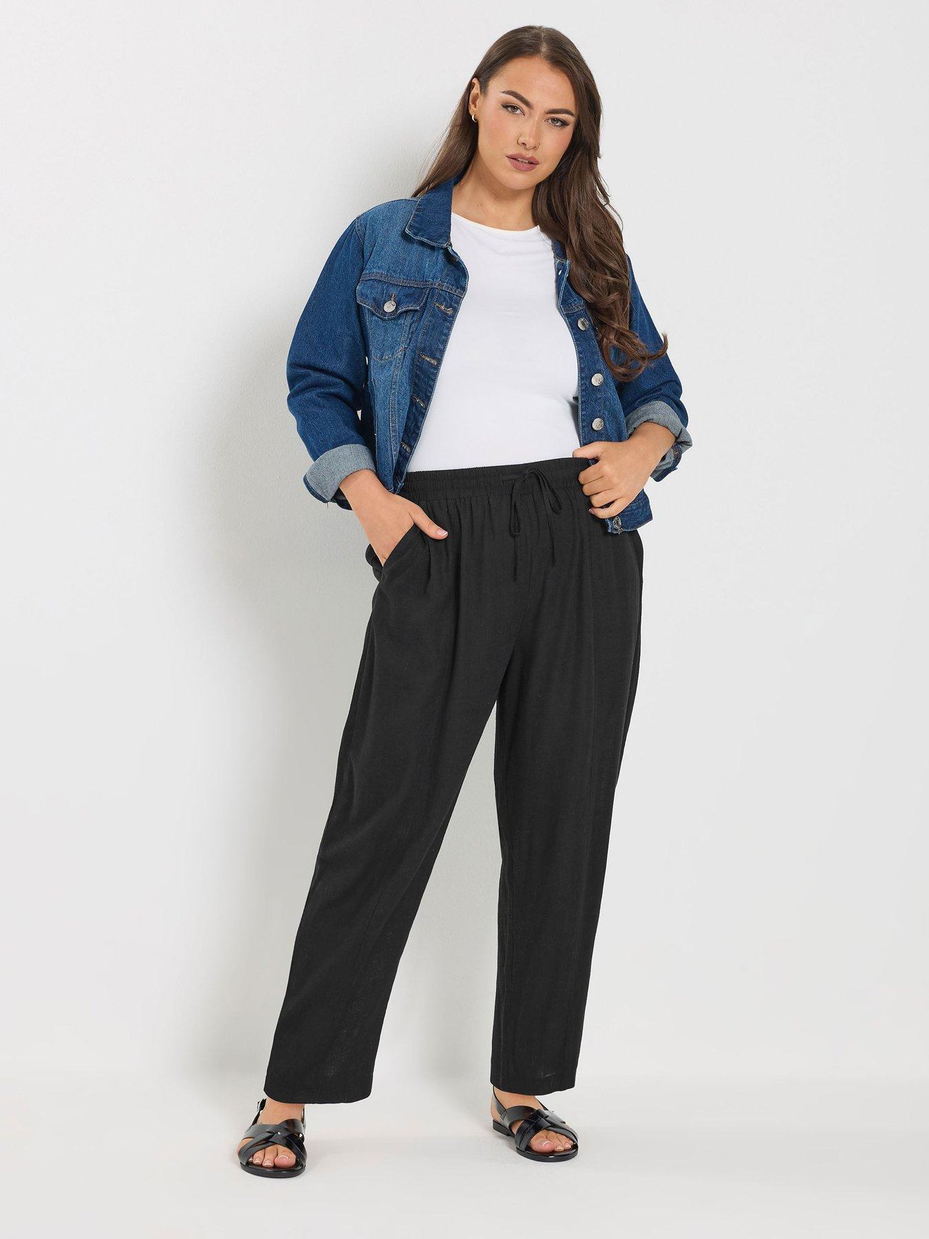 yours-curve-linen-barrel-leg-trousers-blackback