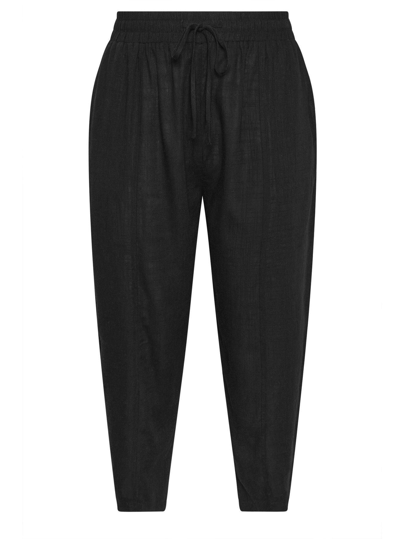 yours-curve-linen-barrel-leg-trousers-blackdetail
