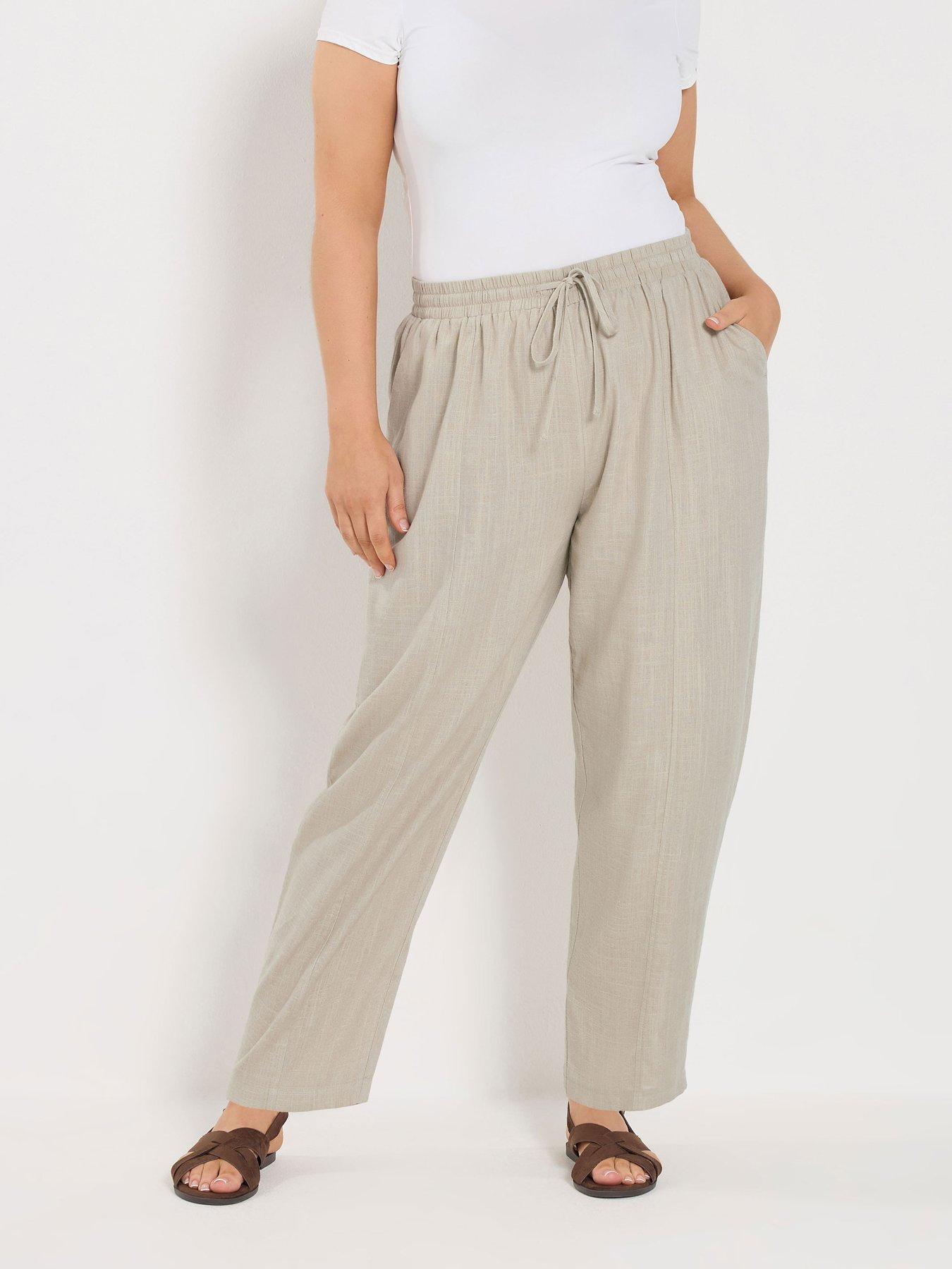 yours-curve-linen-barrel-leg-trousers-creamfront